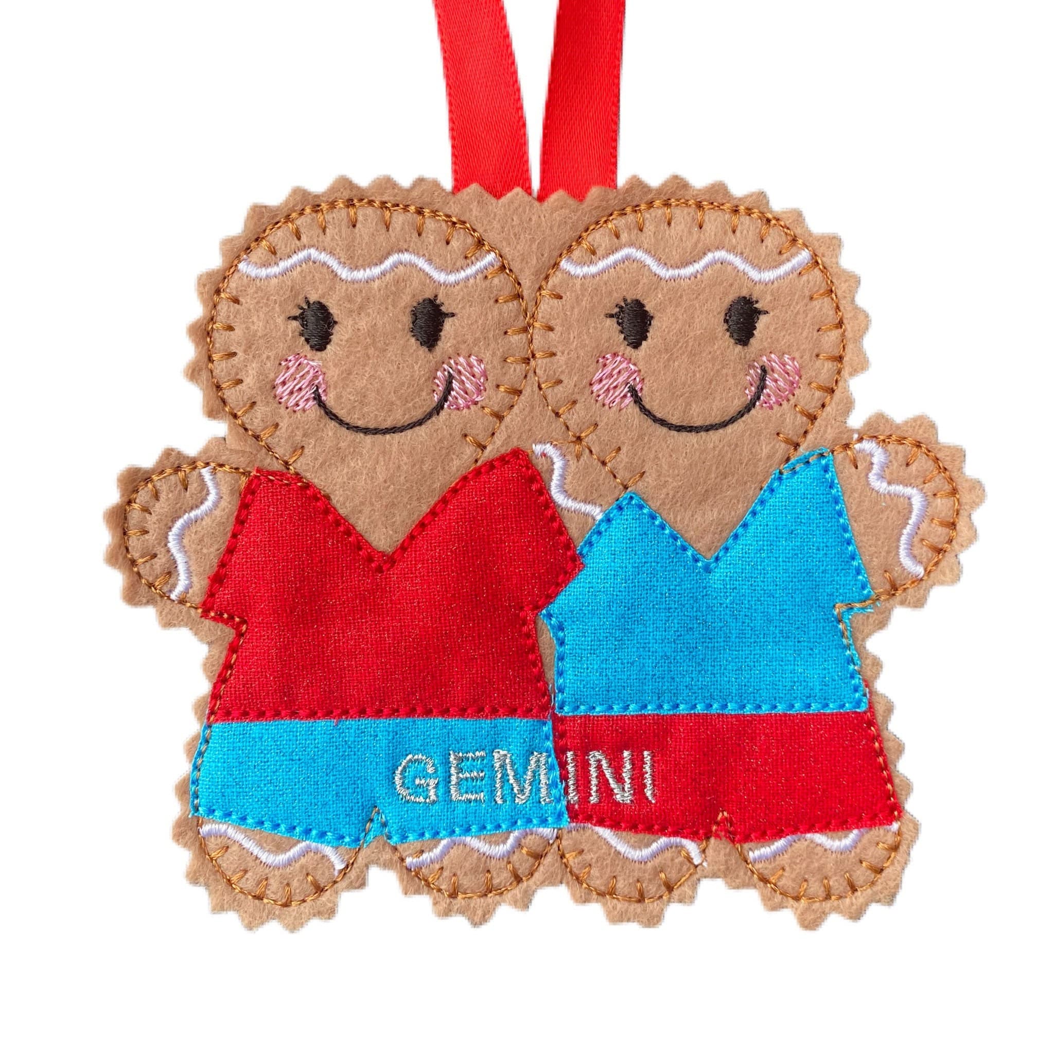 Horoscope Gemini Starsign Gingerbread Man Felt Decoration — image 2