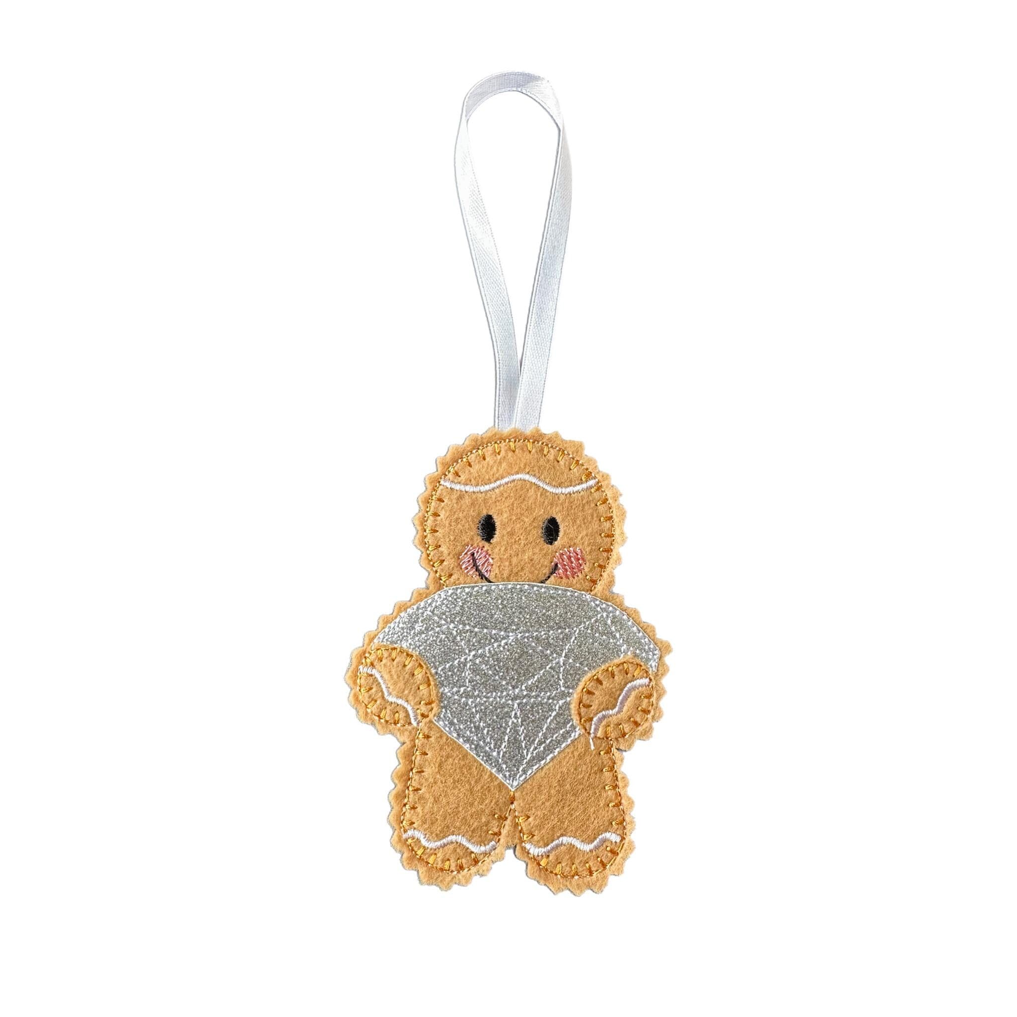 Diamond Felt Gingerbread Ornament: Glittery Engagement Gift — image 3