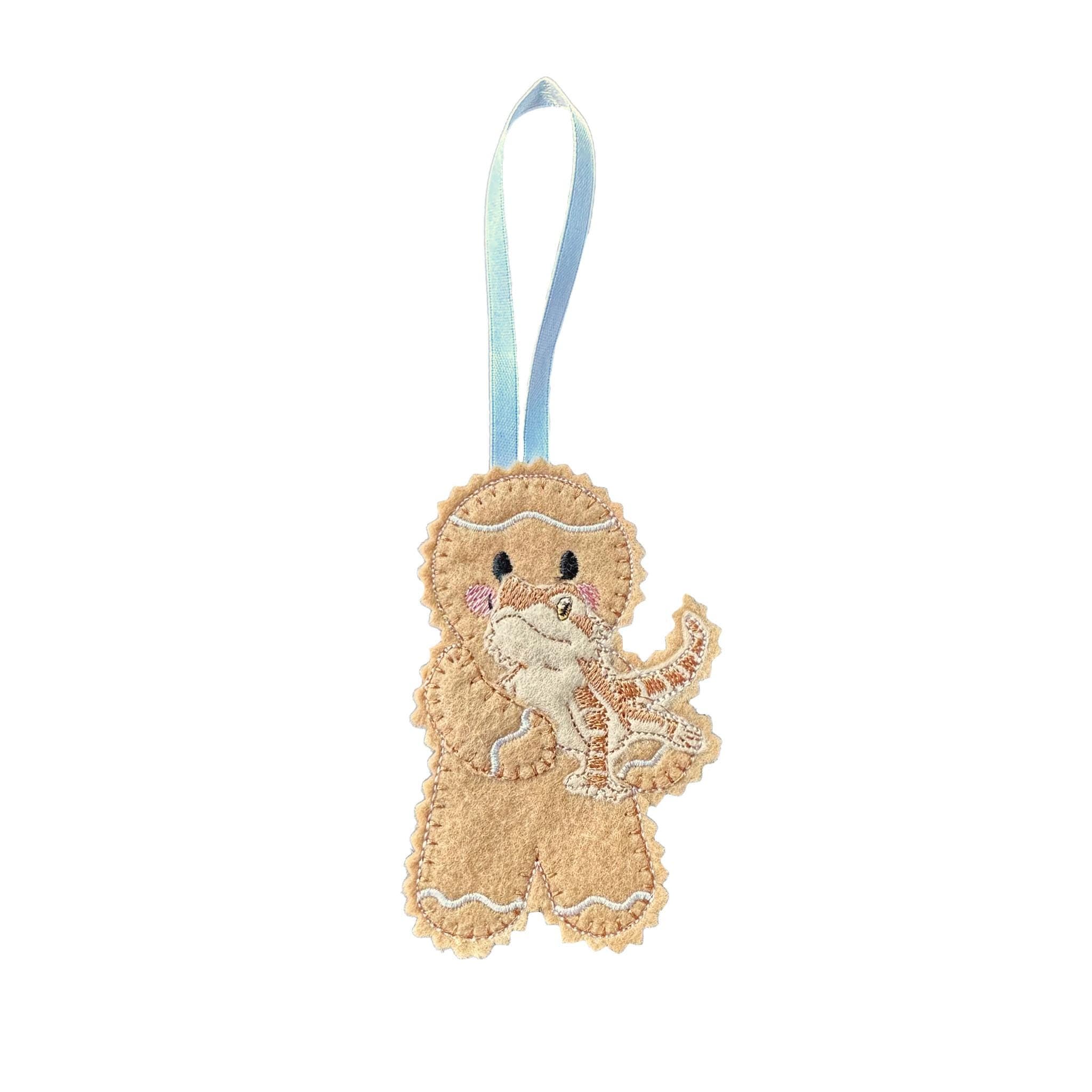 Pet Bearded Dragon Gingerbread Man Felt Decoration — image 2