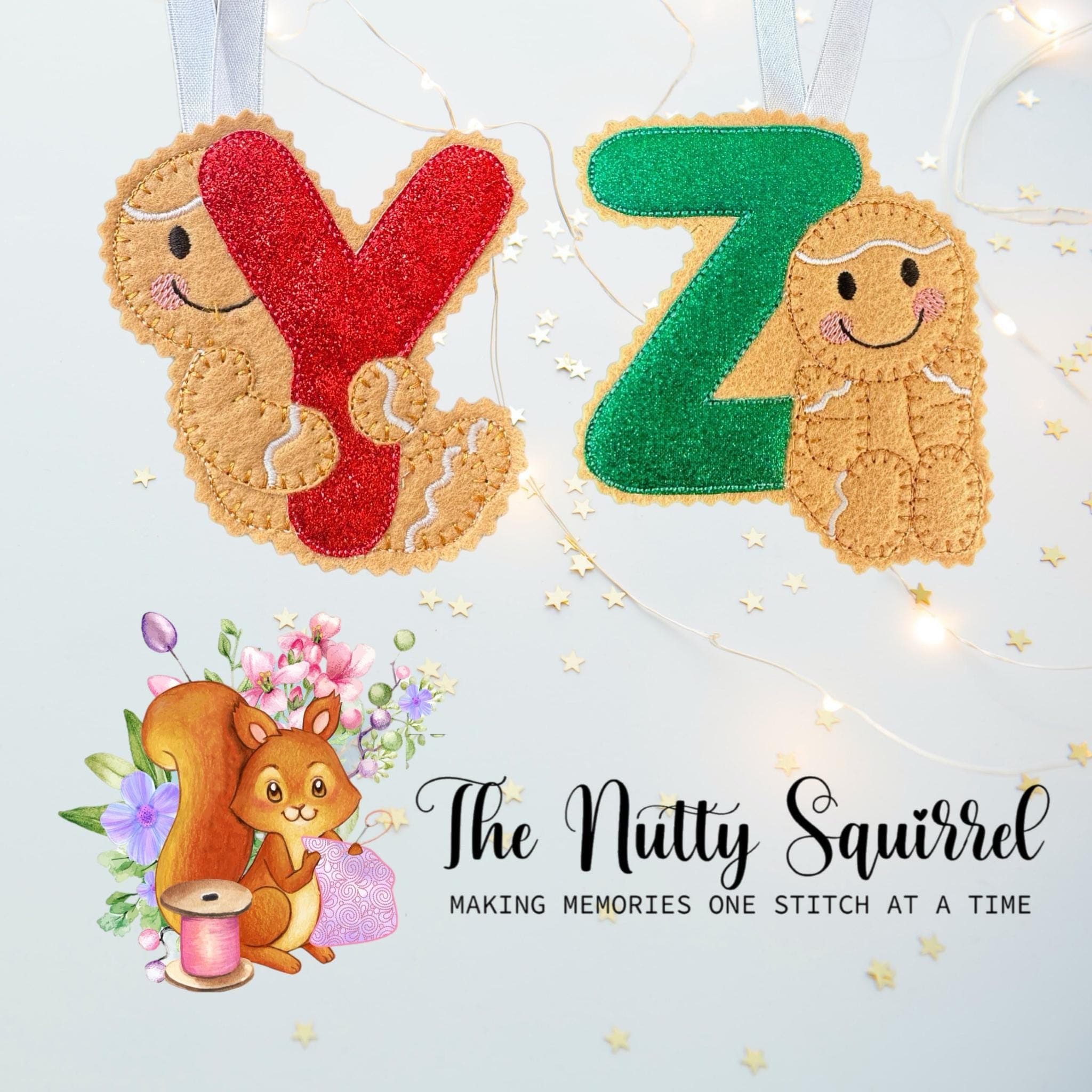 Initial Gingerbread Letter Decoration – Personalised Felt Ornament / Gift Tag — image 8