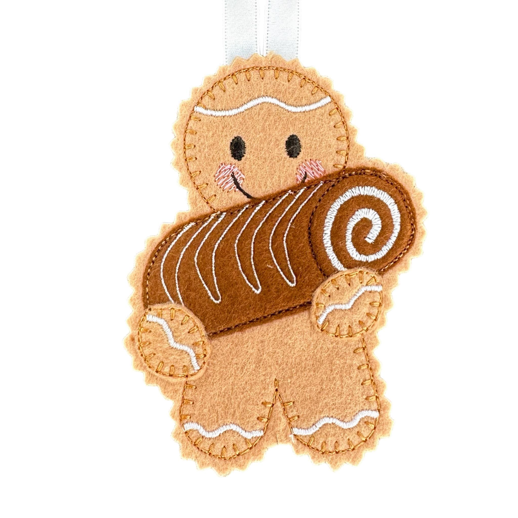 Mini Swiss Roll Cake Gingerbread Felt Decoration