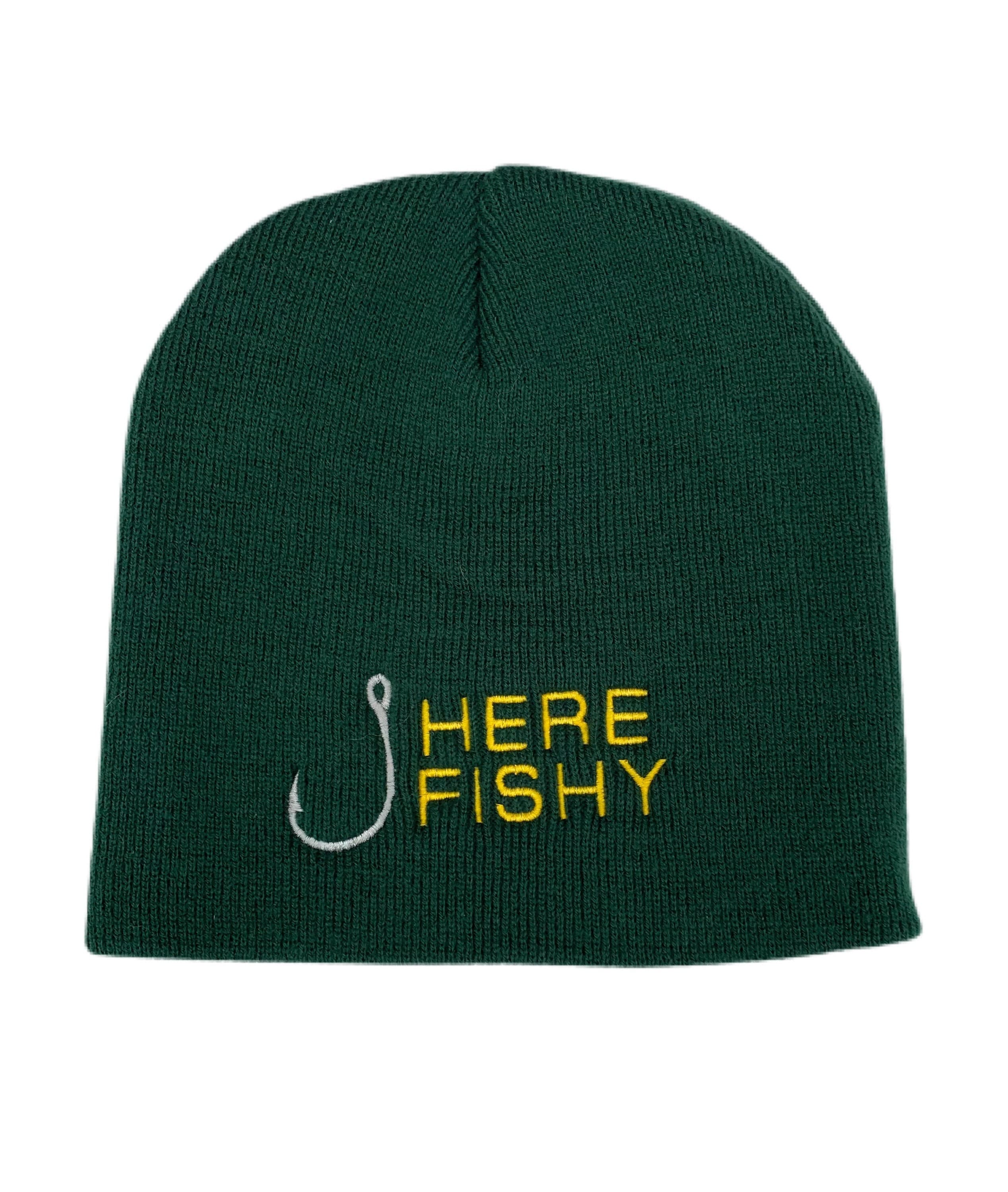Novelty quote Here Fishy Joke Beanie Hat — image 2