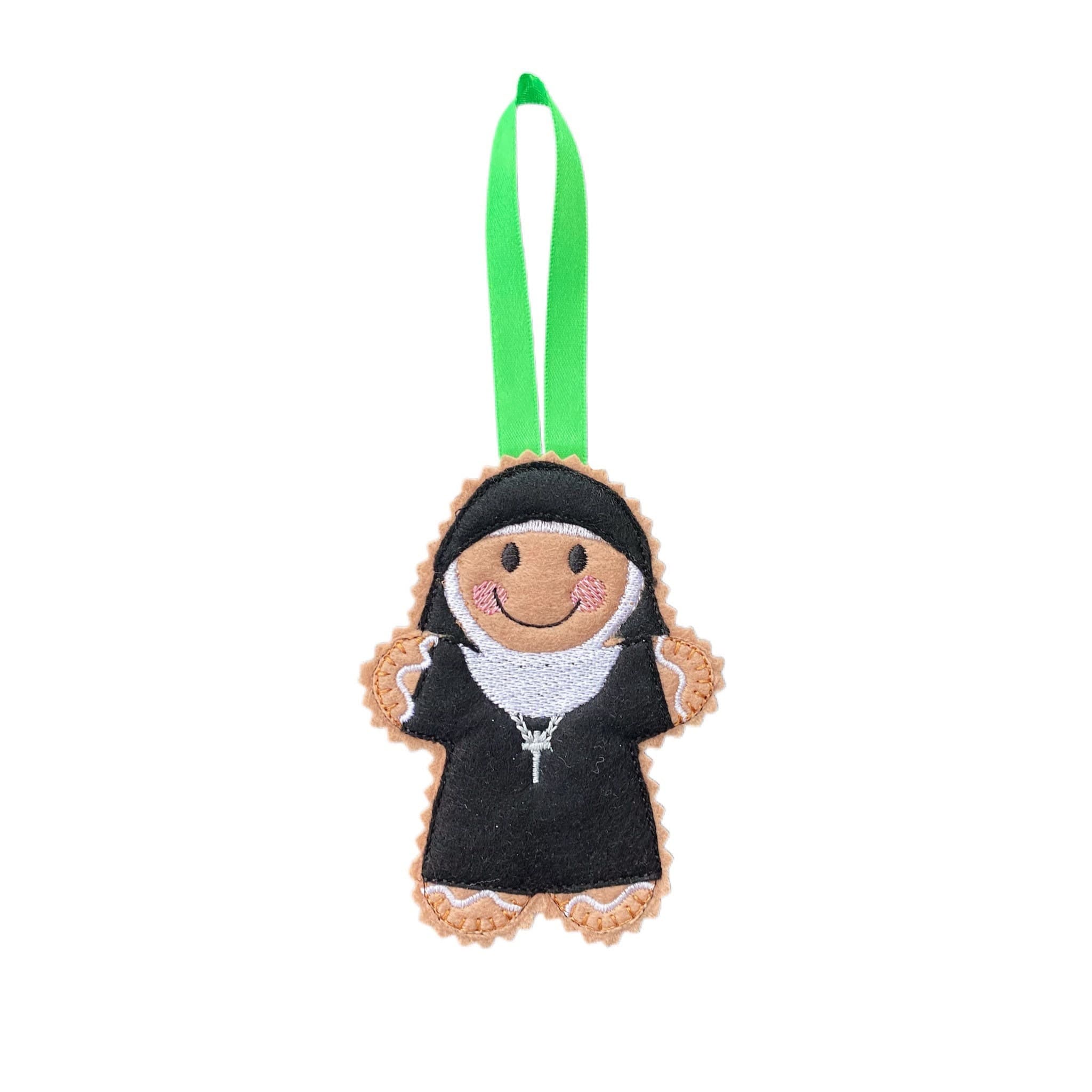 Nun Gingerbread Man Felt Decoration