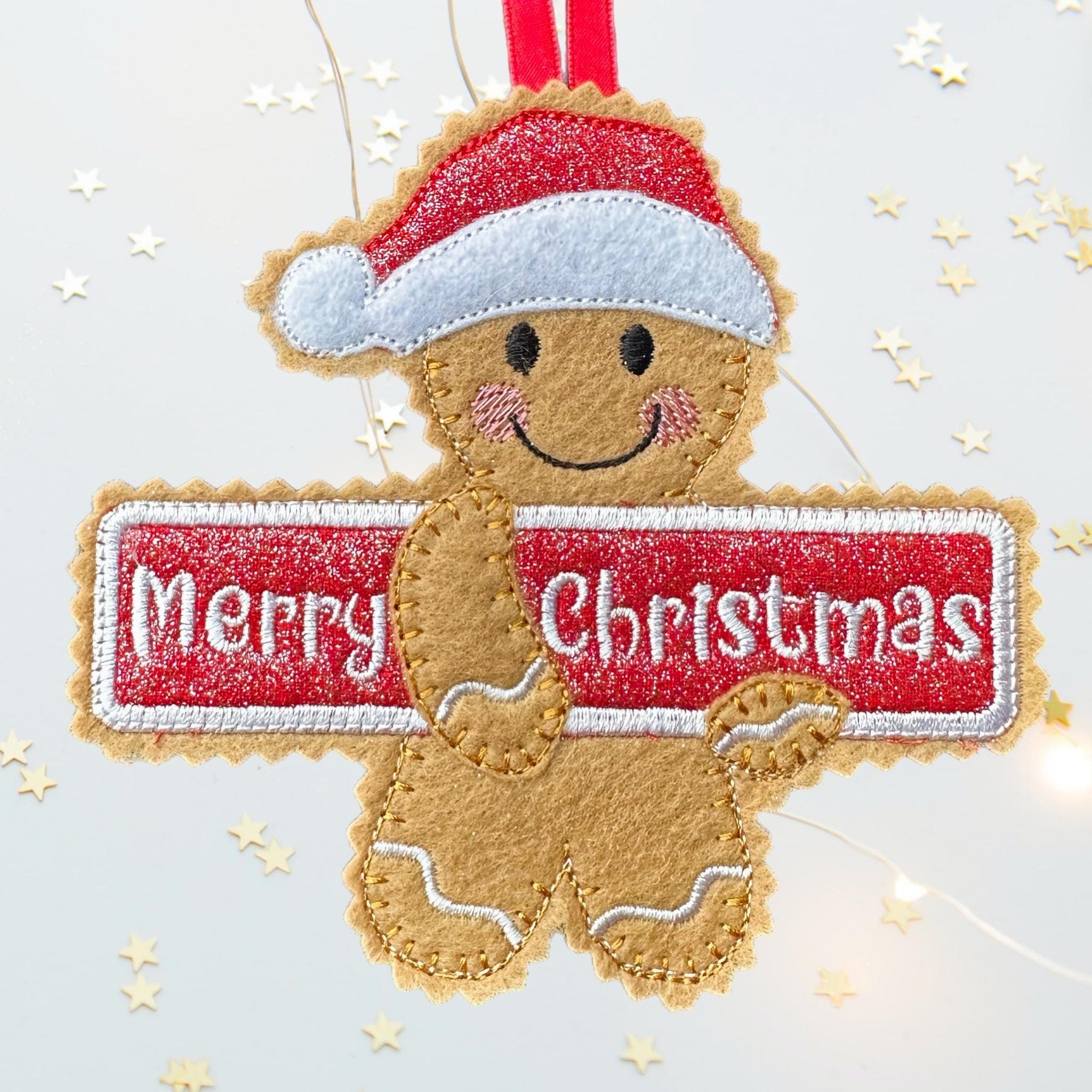 Merry Christmas Sign Gingerbread Man Felt Decoration — image 3