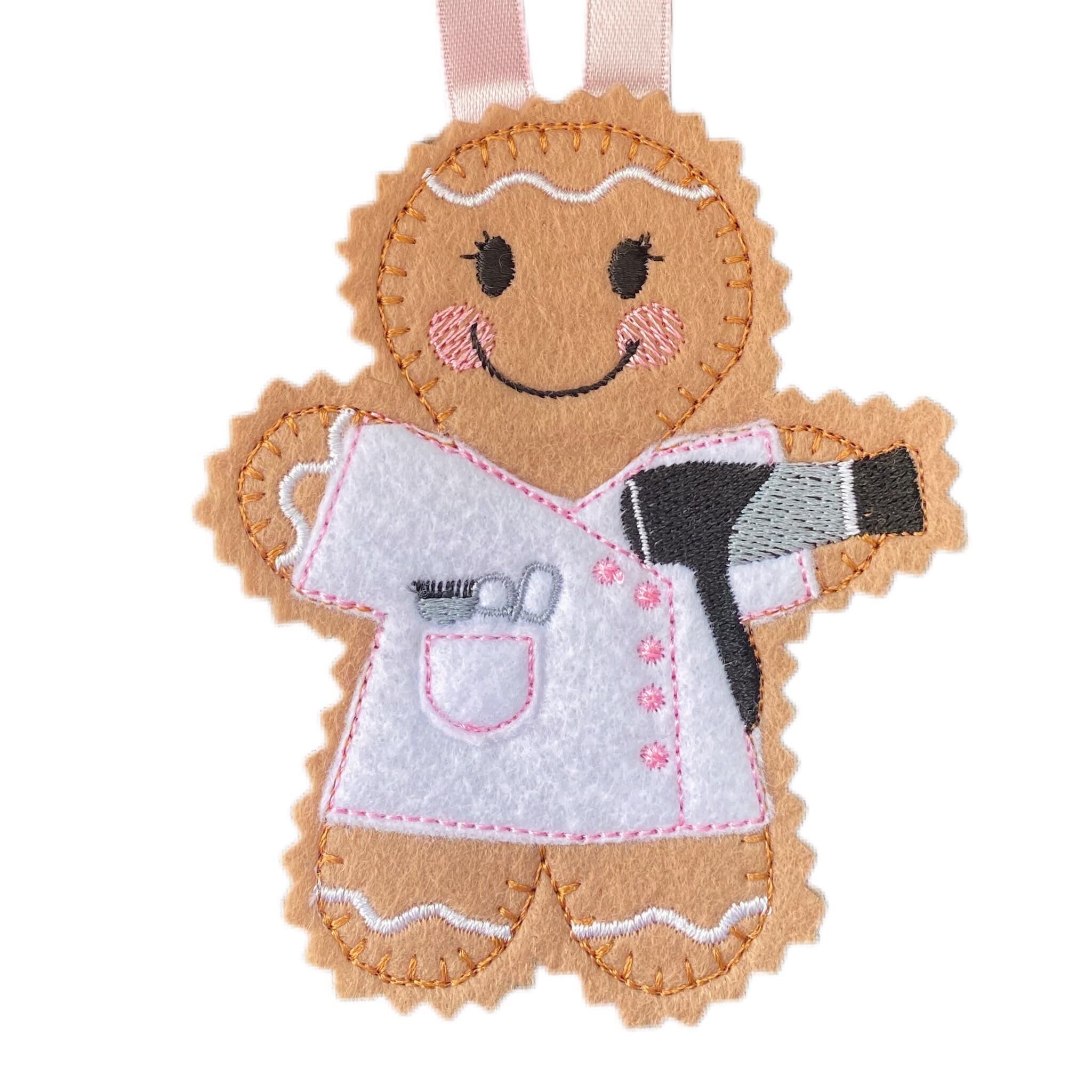 Hairdresser Gingerbread ManFelt Decoration — image 2