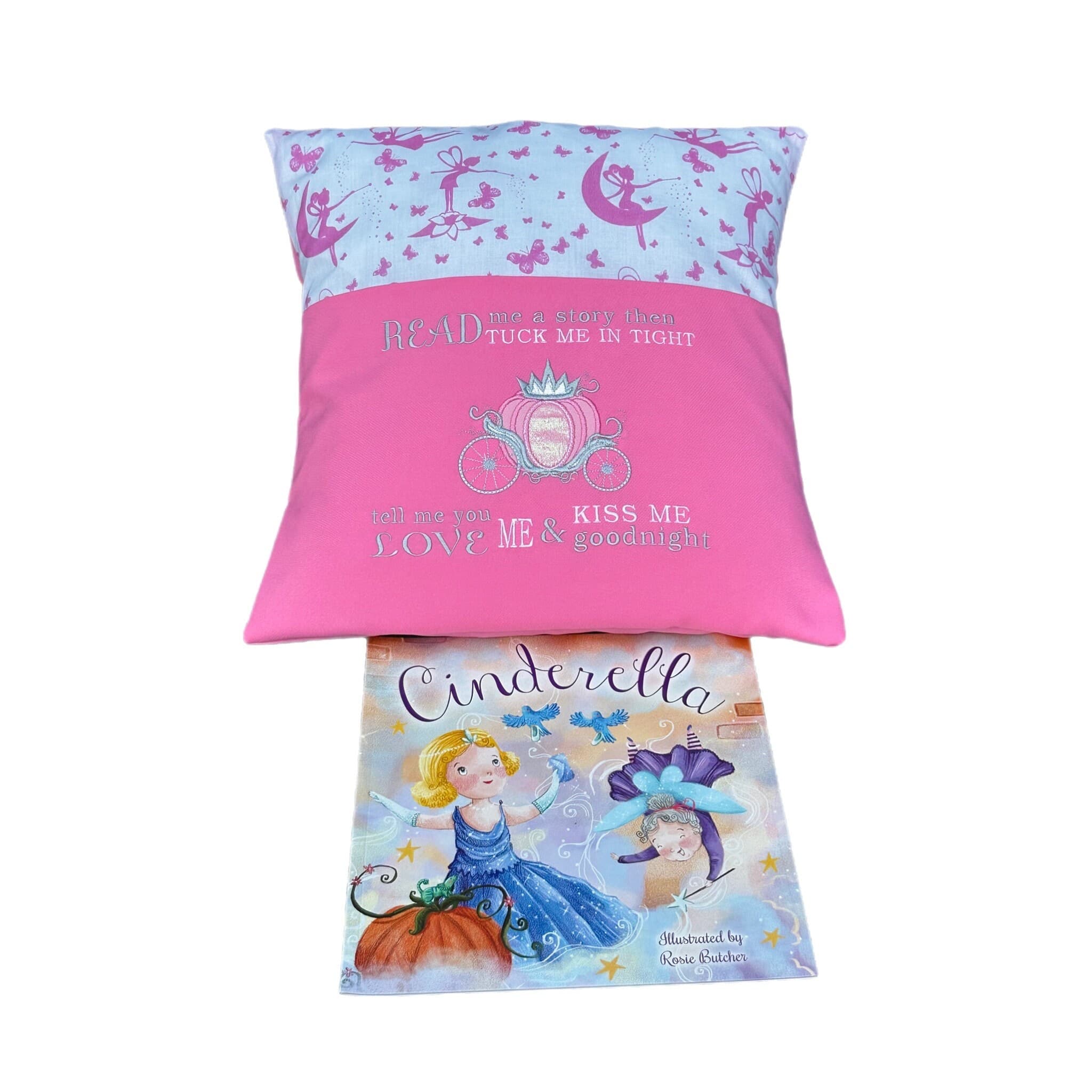 Cinderella Carriage Reading Pillow: Embroidered Princess Book Cushion — image 3