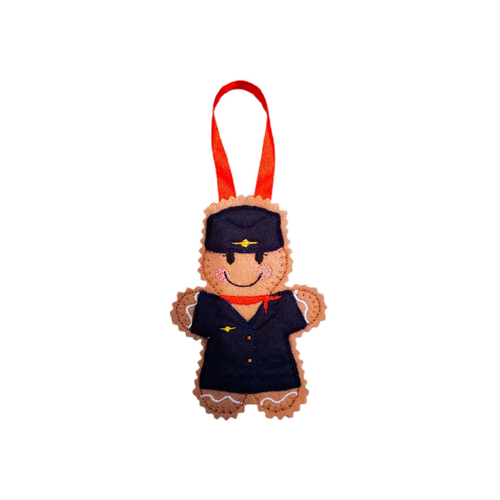 Air Hostess/Flight Attendant Gingerbread Man Felt Decoration