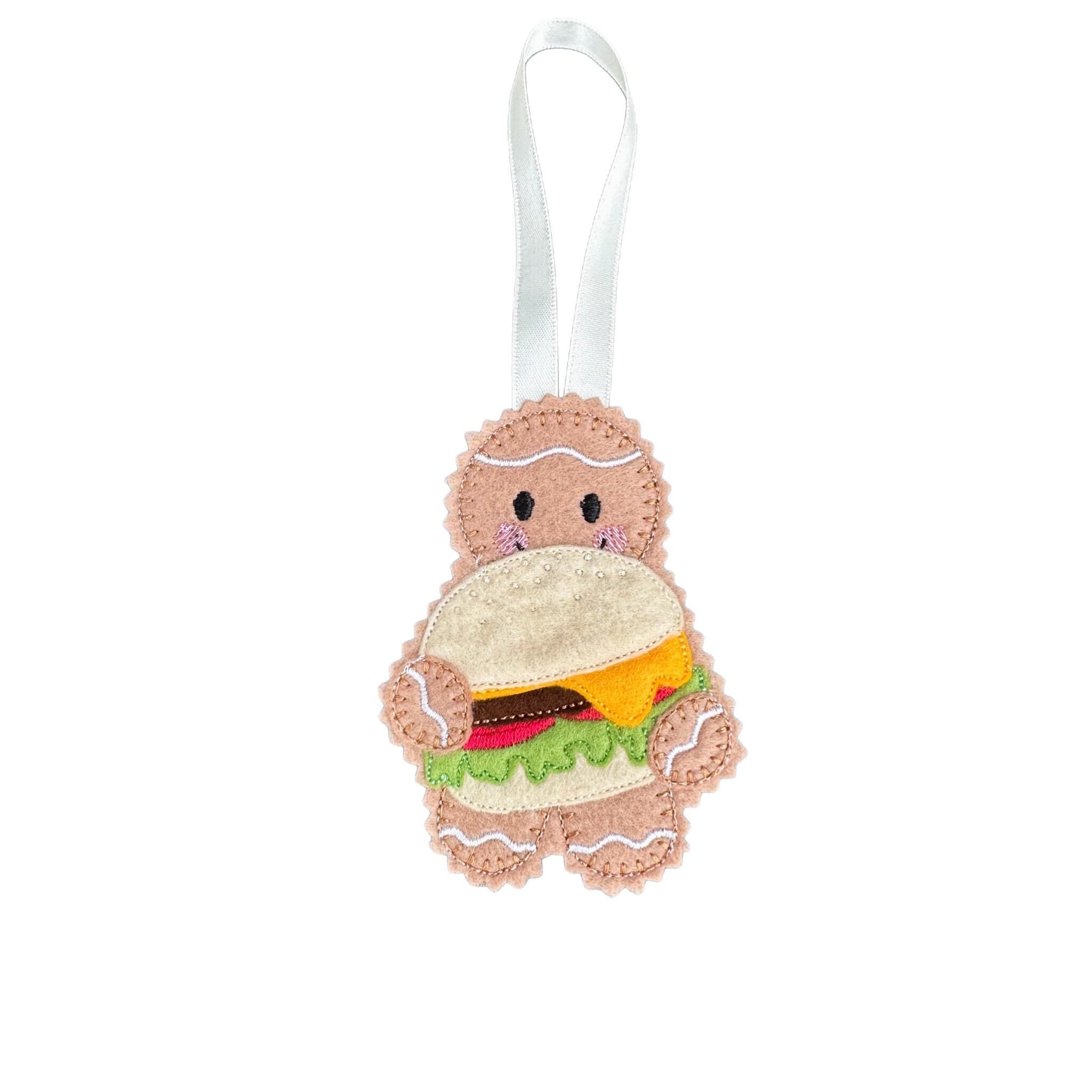 Cheeseburger Gingerbread Man Felt Decoration