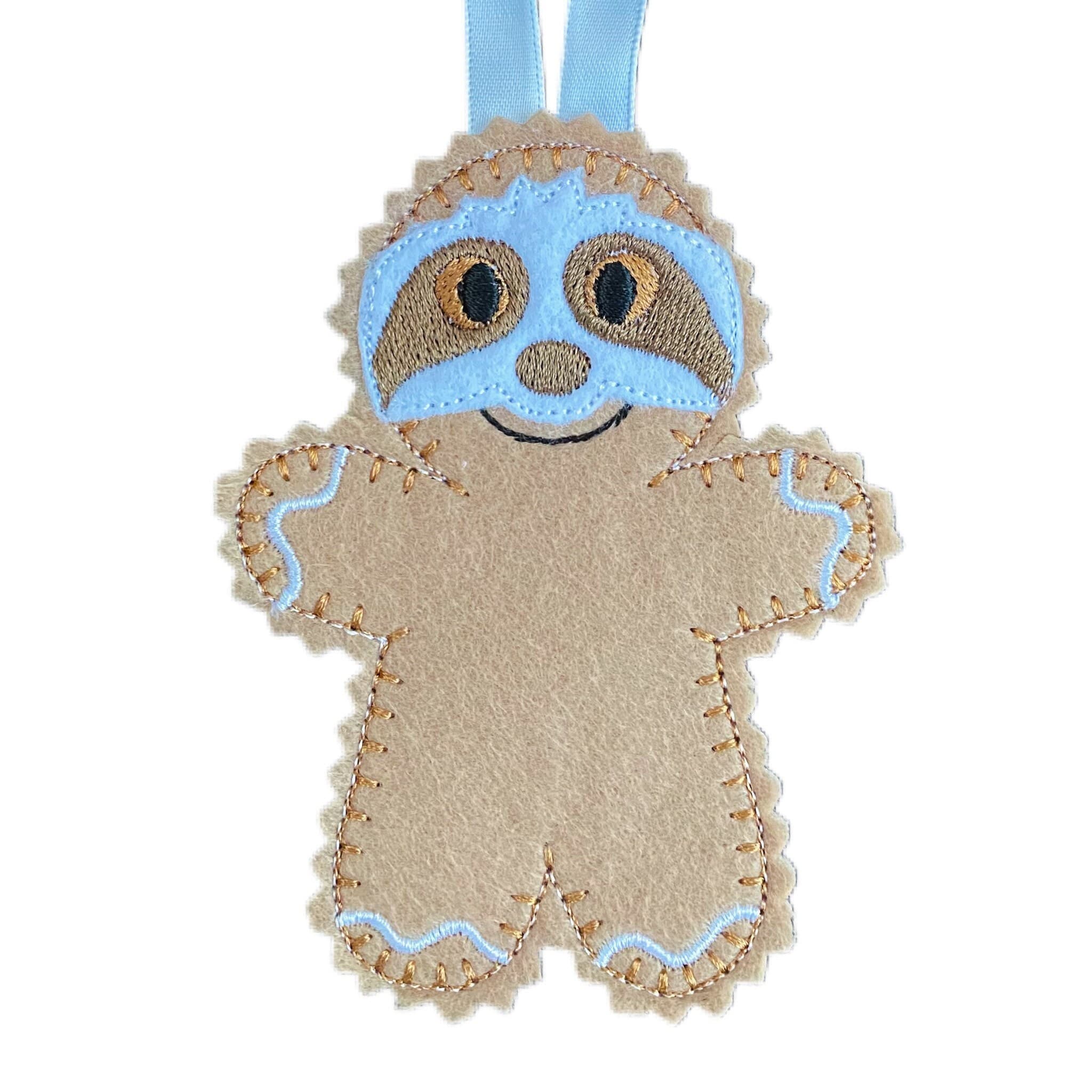 Sloth Dress Up Gingerbread Man Felt Decoration — image 2