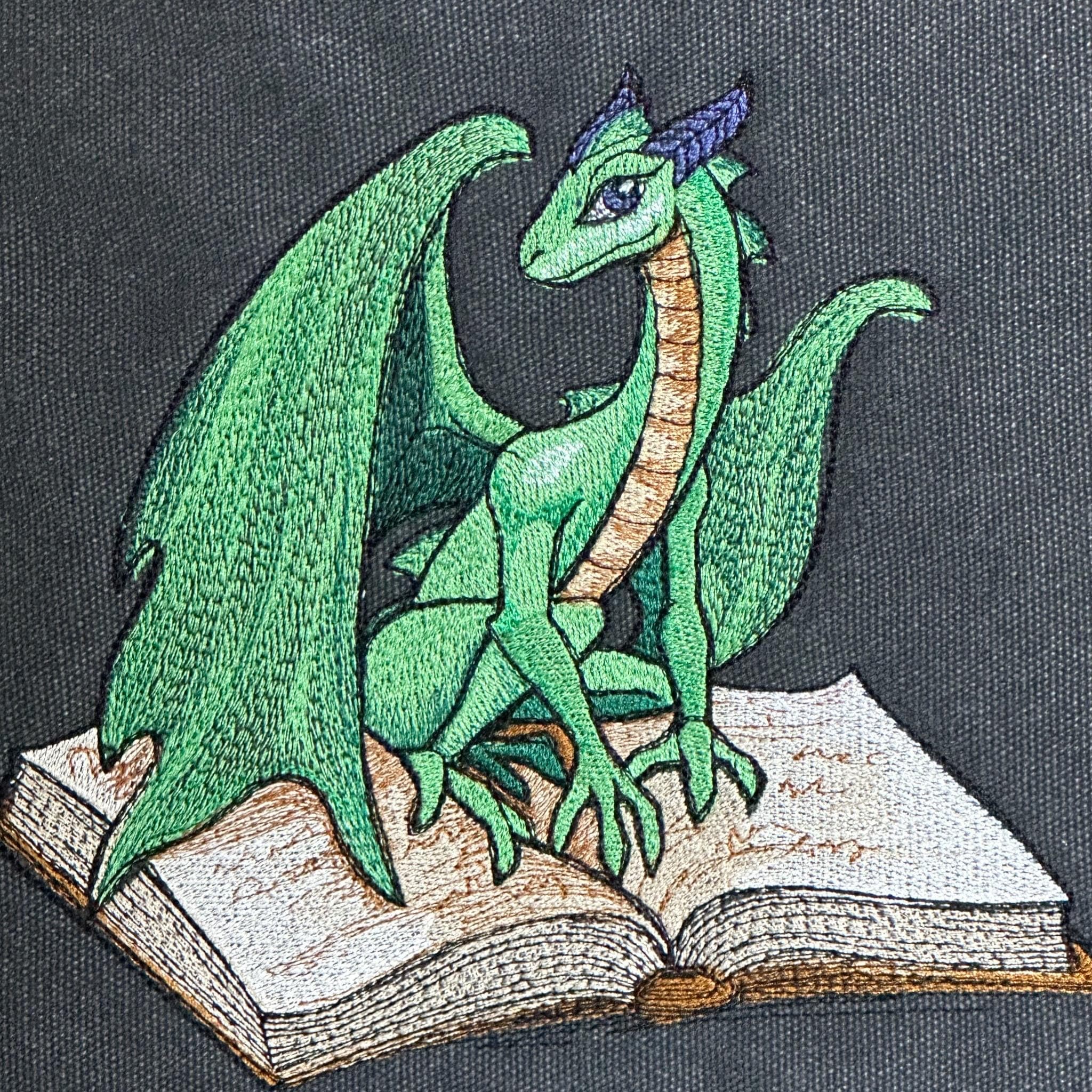 Embroidered Dragon Messenger Bag – Cotton Canvas Laptop Shoulder Bag — image 3