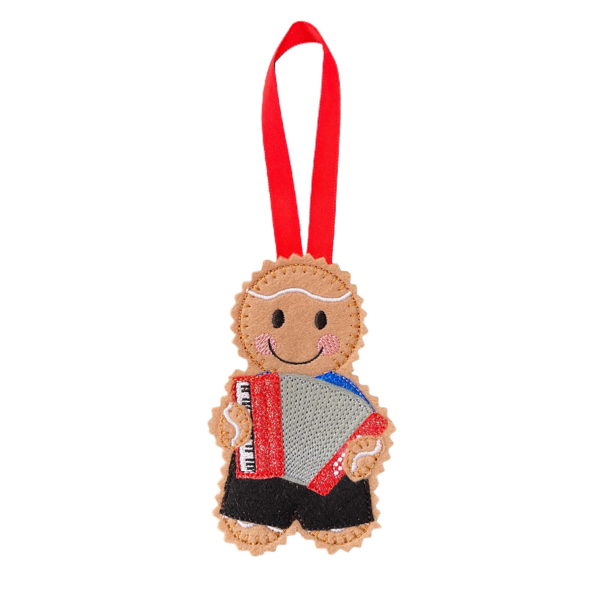 Accordion Player / Musician Gingerbread Man Felt Decoration — image 2