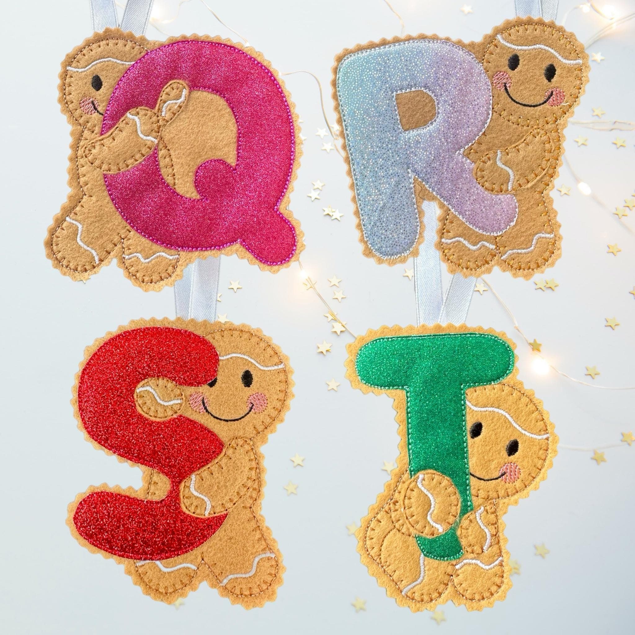 Initial Gingerbread Letter Decoration – Personalised Felt Ornament / Gift Tag — image 6