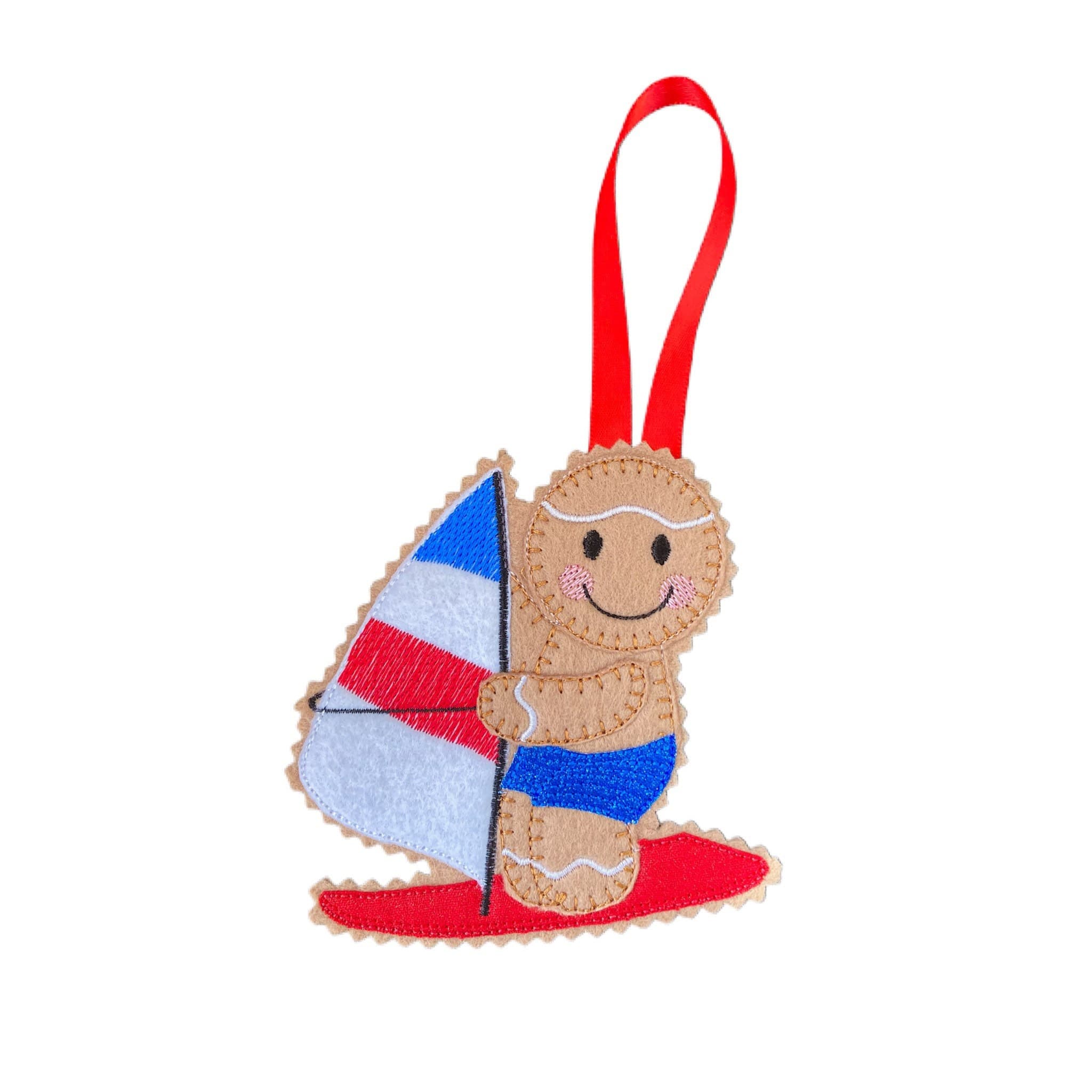 Wind Surfer Gingerbread Man Felt Decoration