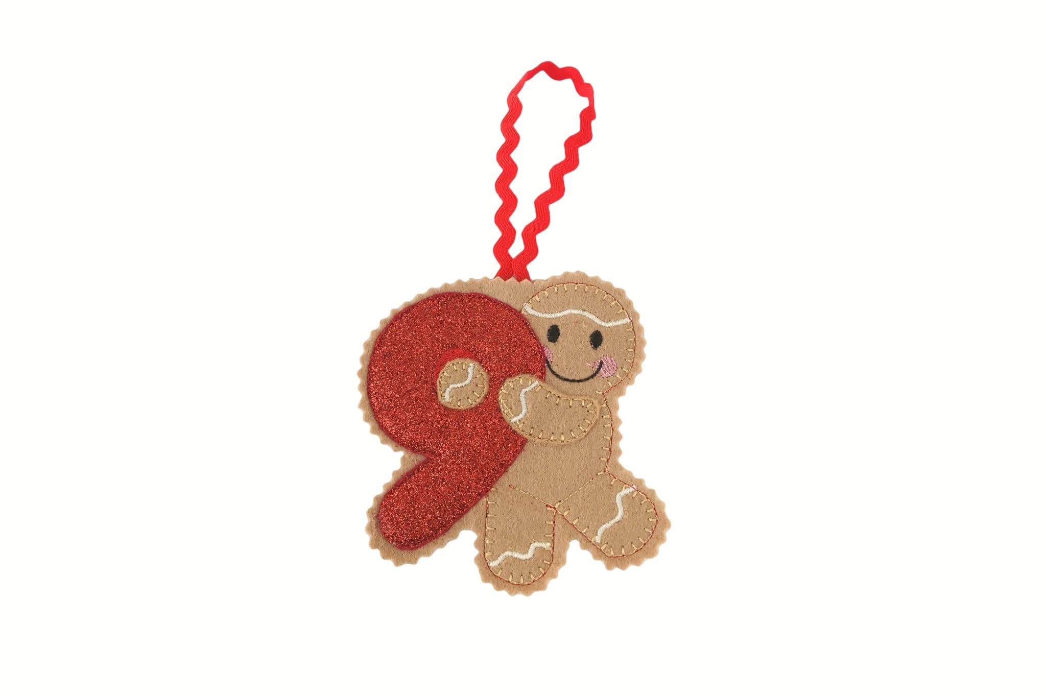 Gingerbread Man Felt Number 9 Decoration - Birthday Gift
