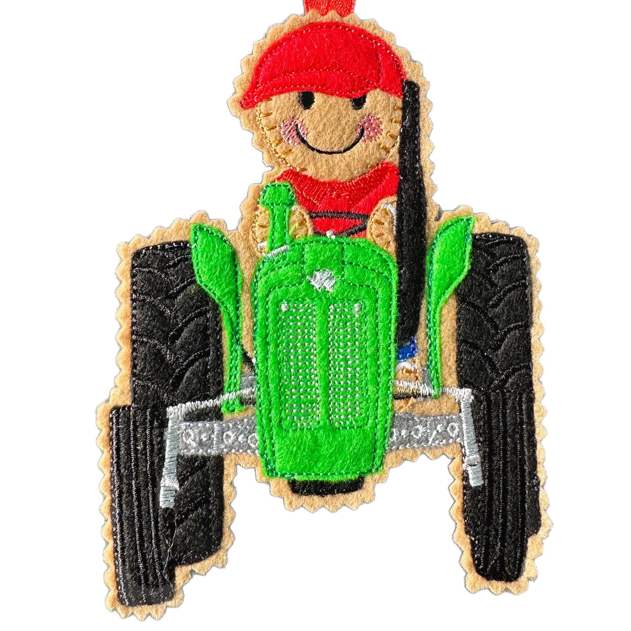 Farmer / Tractor Gingerbread Man Felt Decoration — image 5