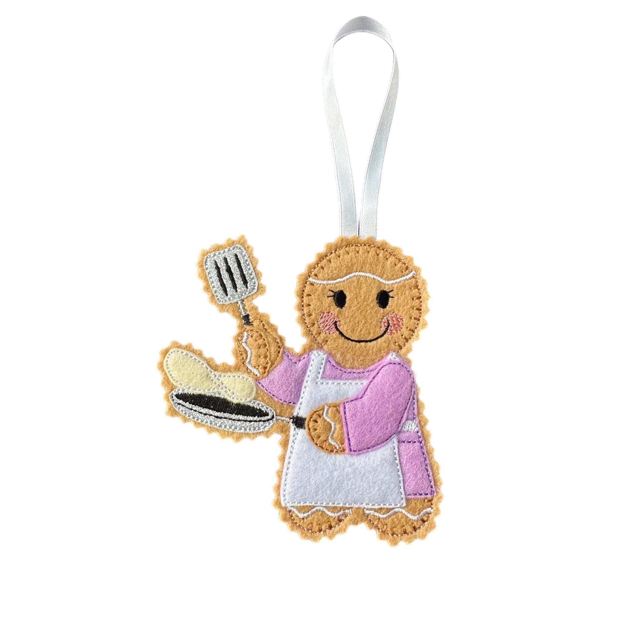 Pancake Maker Gingerbread Man Felt Decoration — image 3