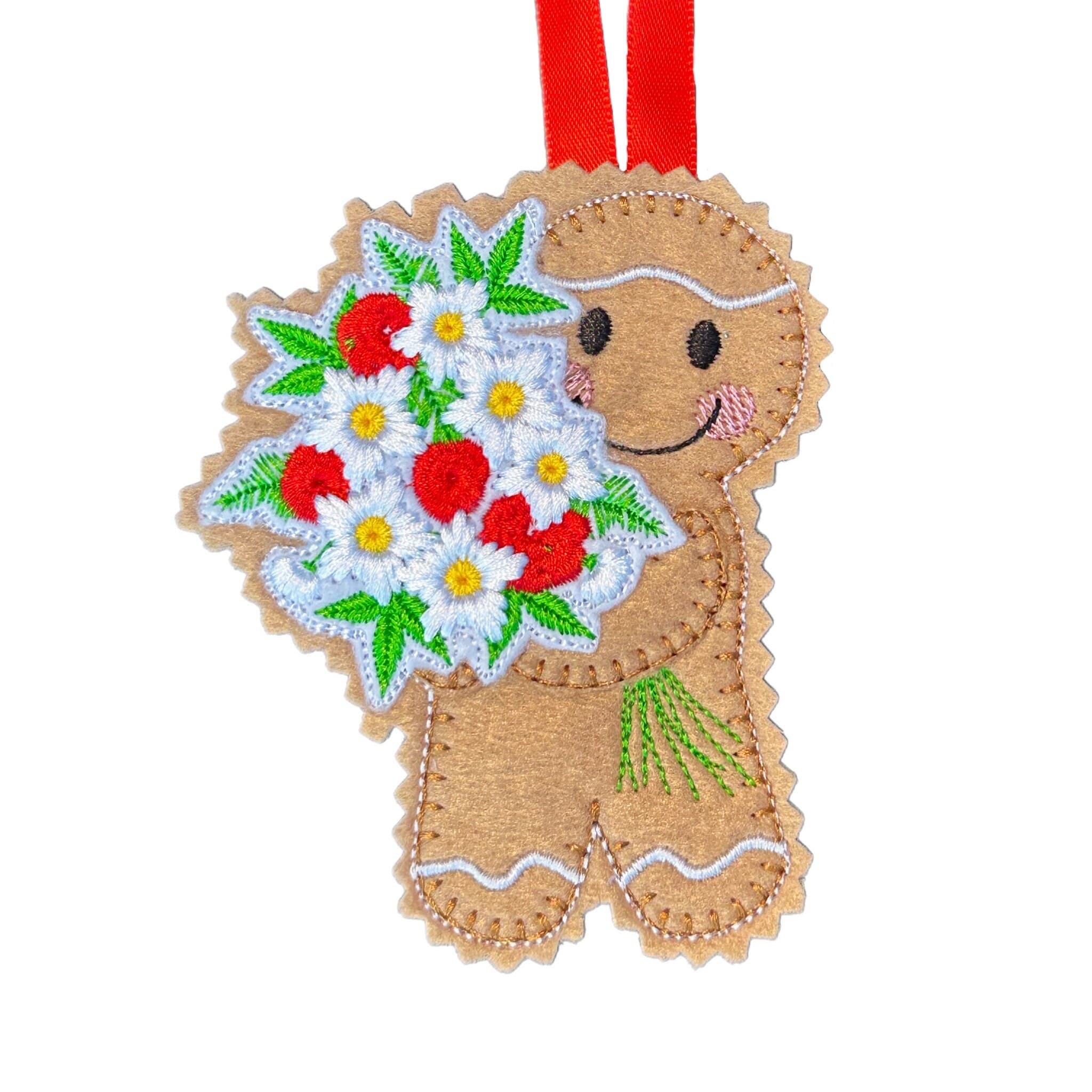 Bouquet of flowers Gingerbread Man Felt Decoration — image 2