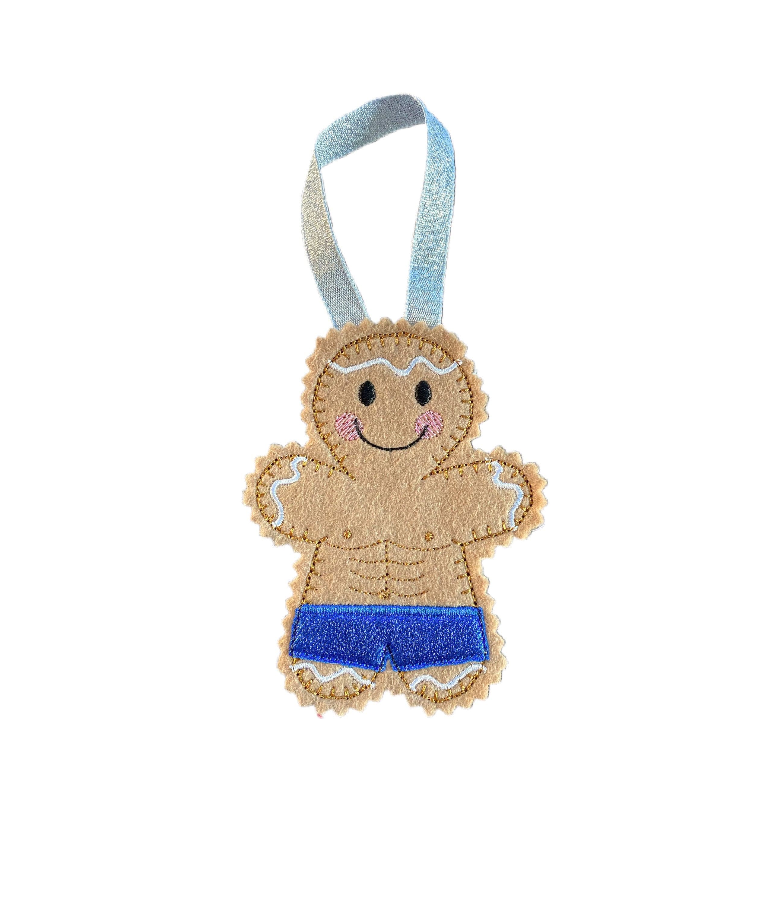 Body Builder Gym Gingerbread Man Felt Decoration