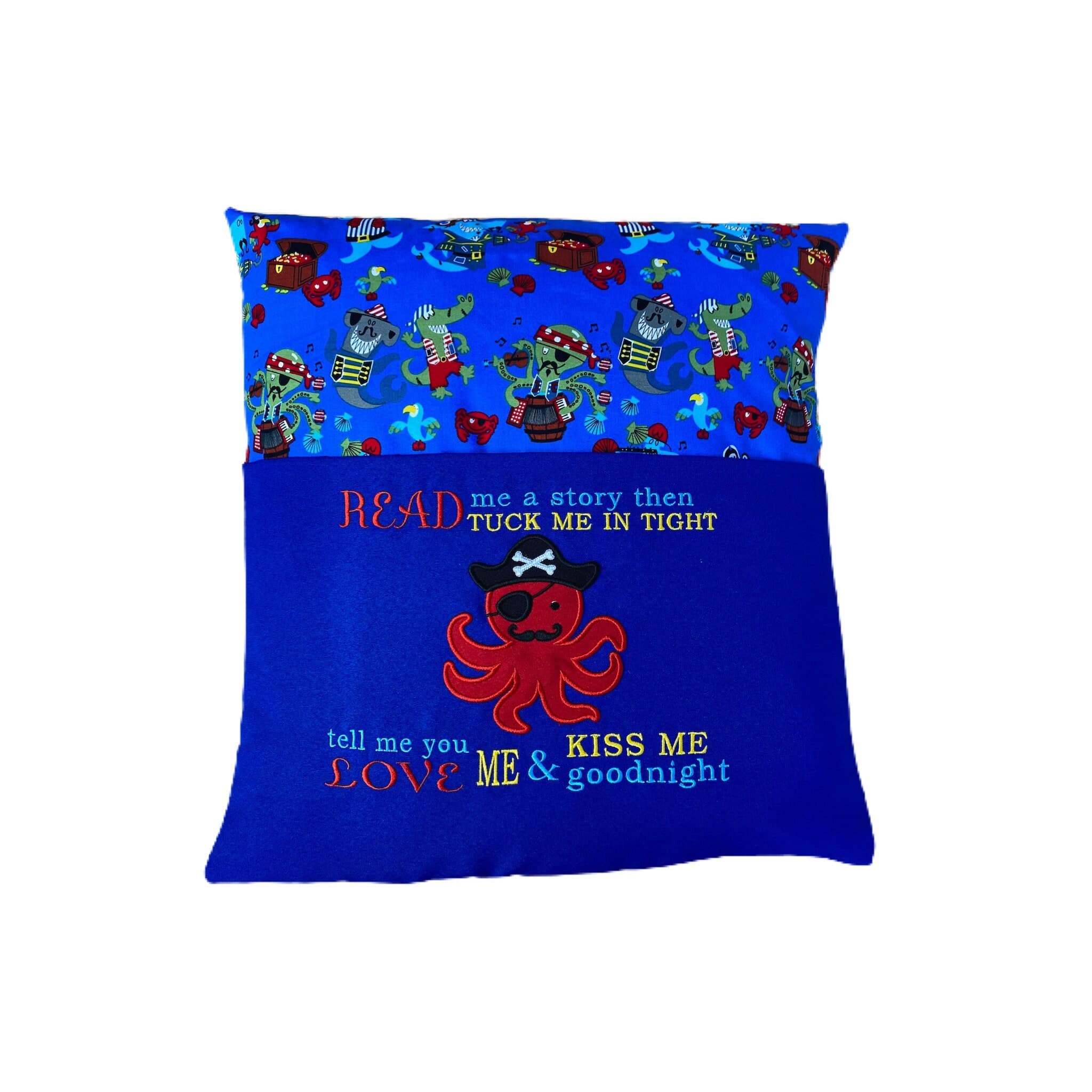 Pirate Octopus Reading Pillow: Nautical Children's Book Cushion — image 3