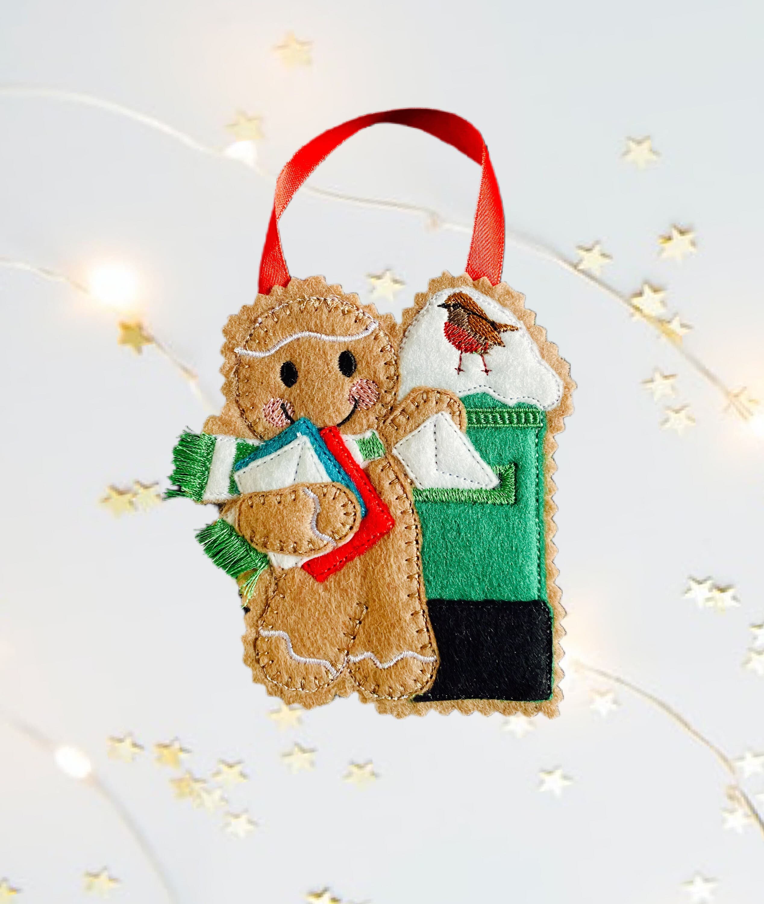 Irish Green Christmas Postbox Gingerbread Felt Decoration