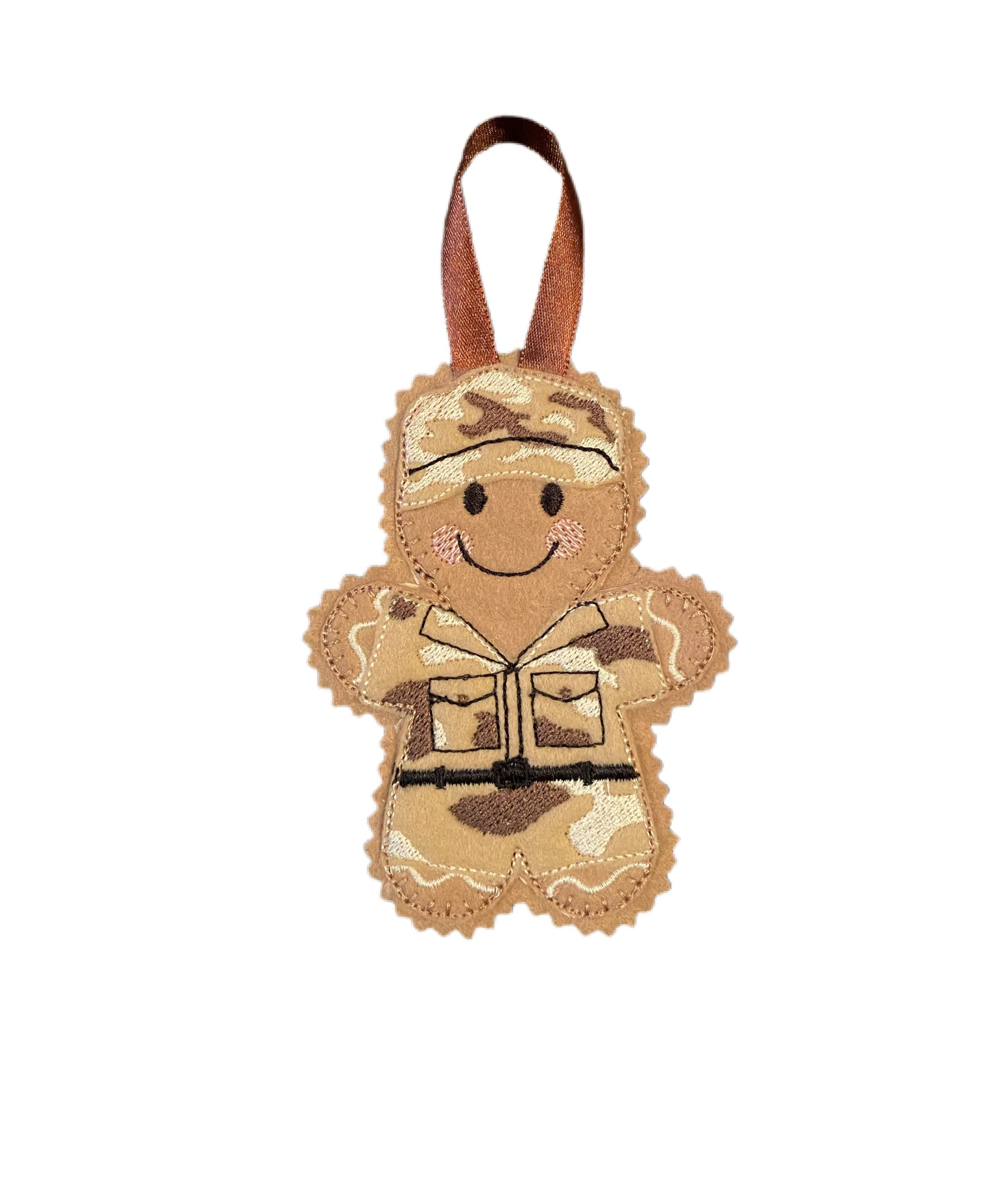 Army Camouflage Soldier Gingerbread Man Felt Decoration