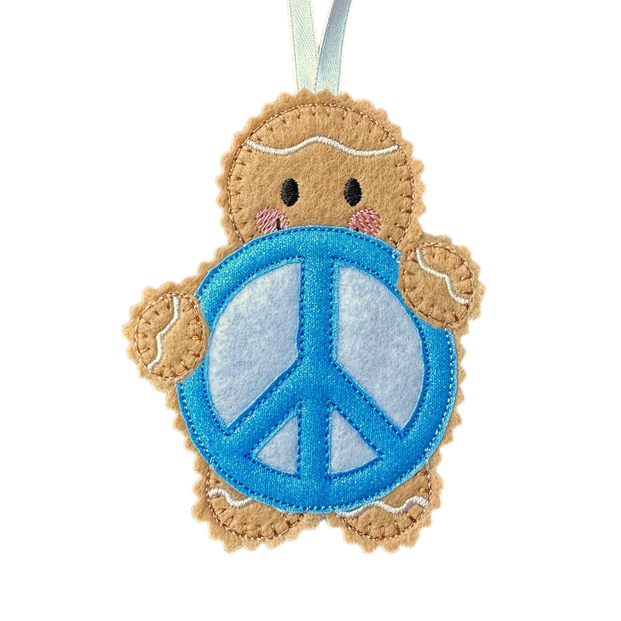 Peace Symbol Gingerbread Man Felt Decoration — image 2