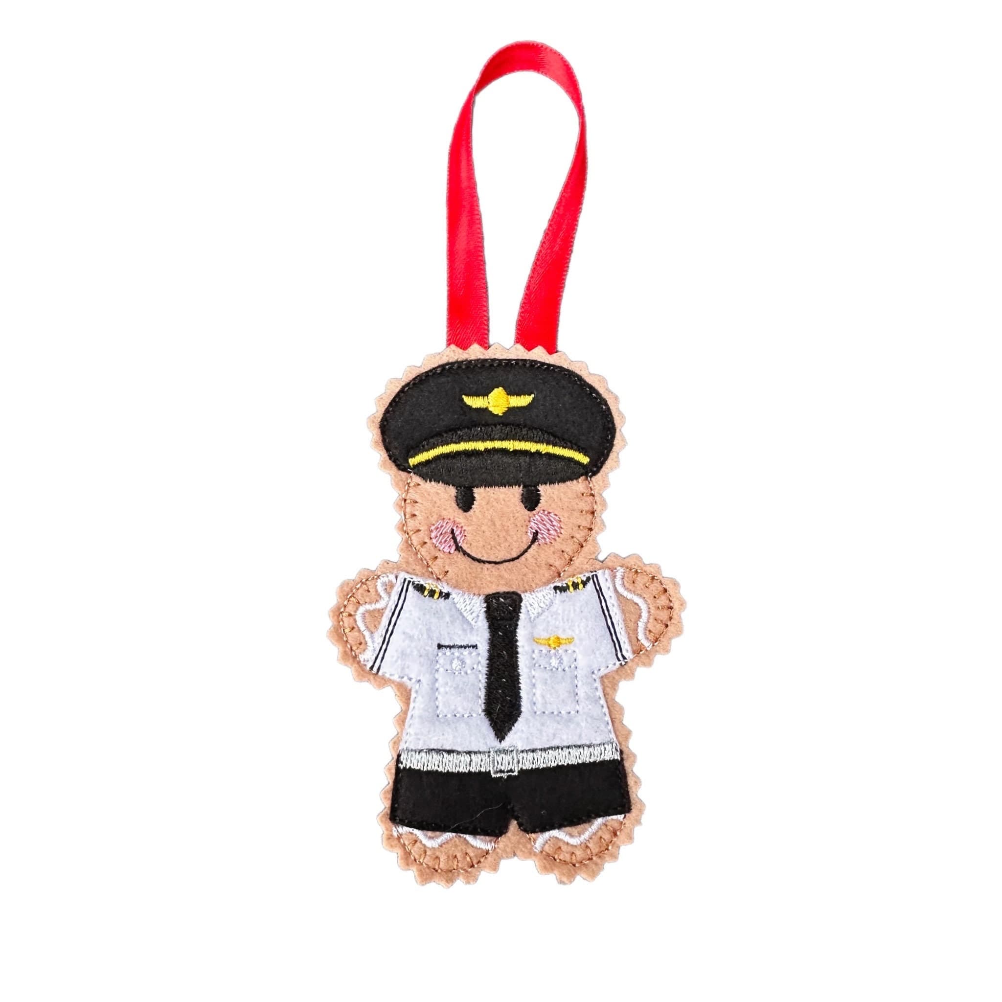 Pilot Gingerbread Man Felt Decoration