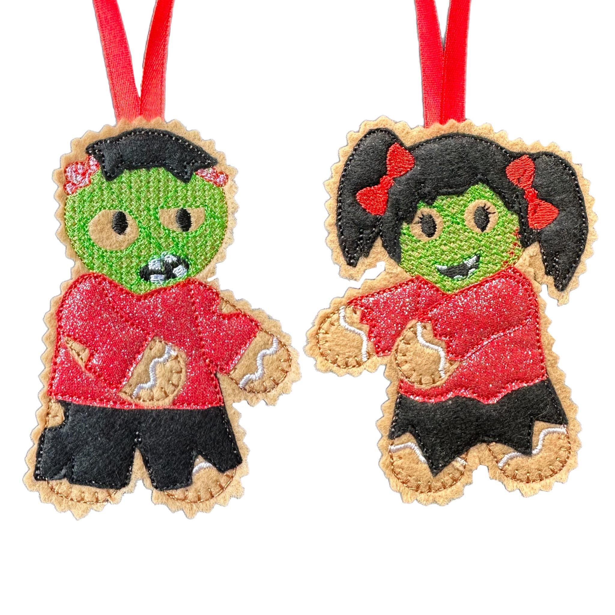Zombie Gingerbread Decorations – Felt Halloween Ornaments