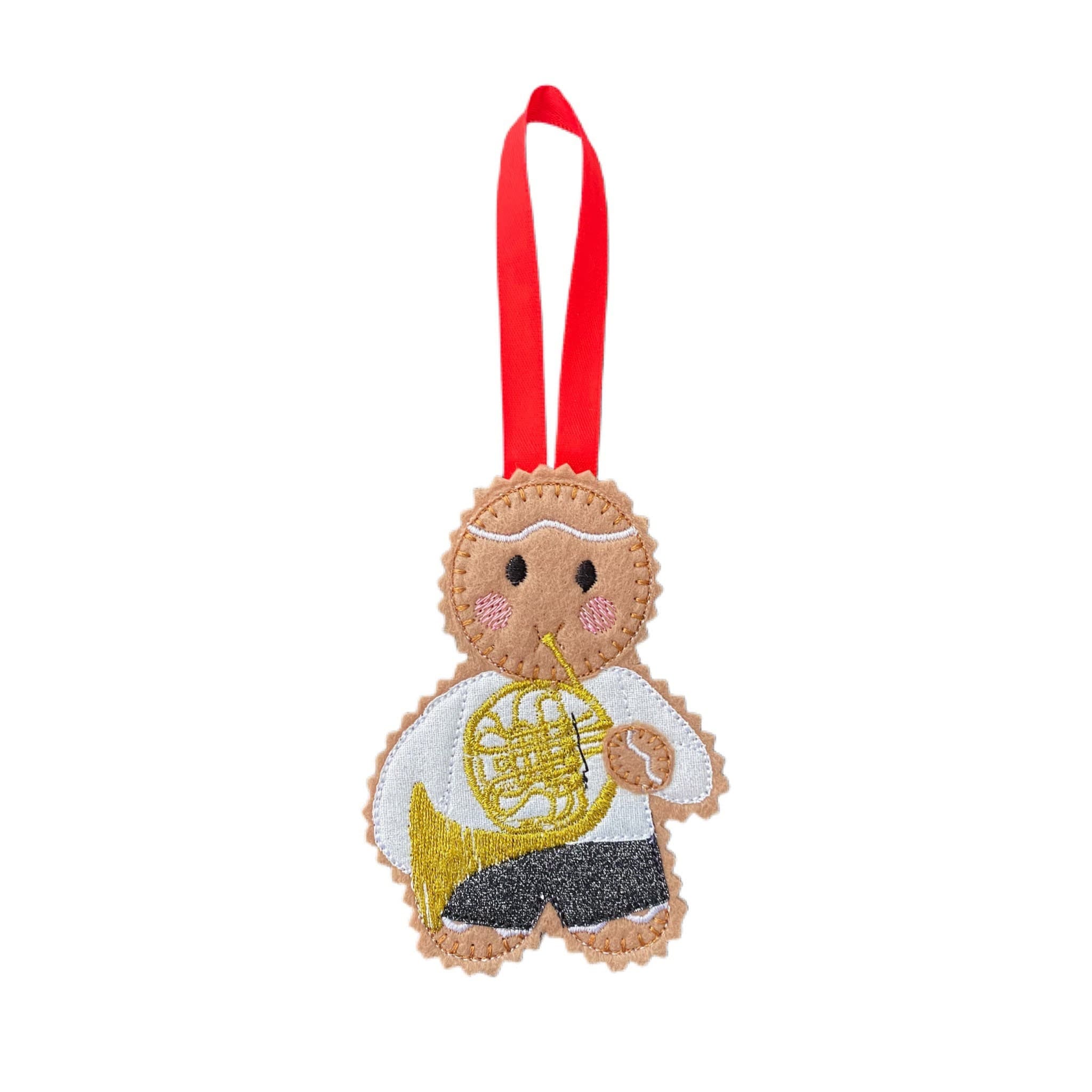 French Horn Player / Musician Gingerbread Man Felt Decoration