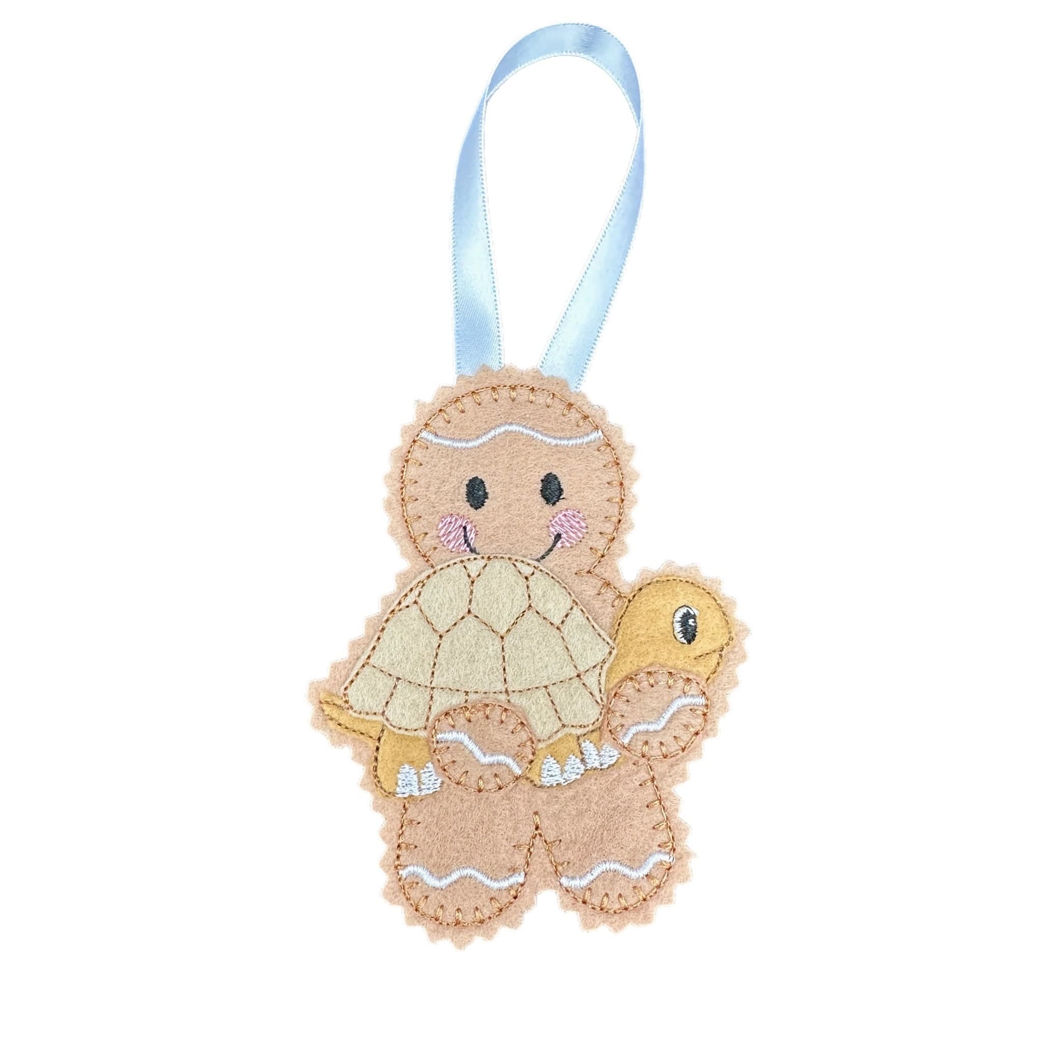 Pet Tortoise Gingerbread Man Felt Decoration