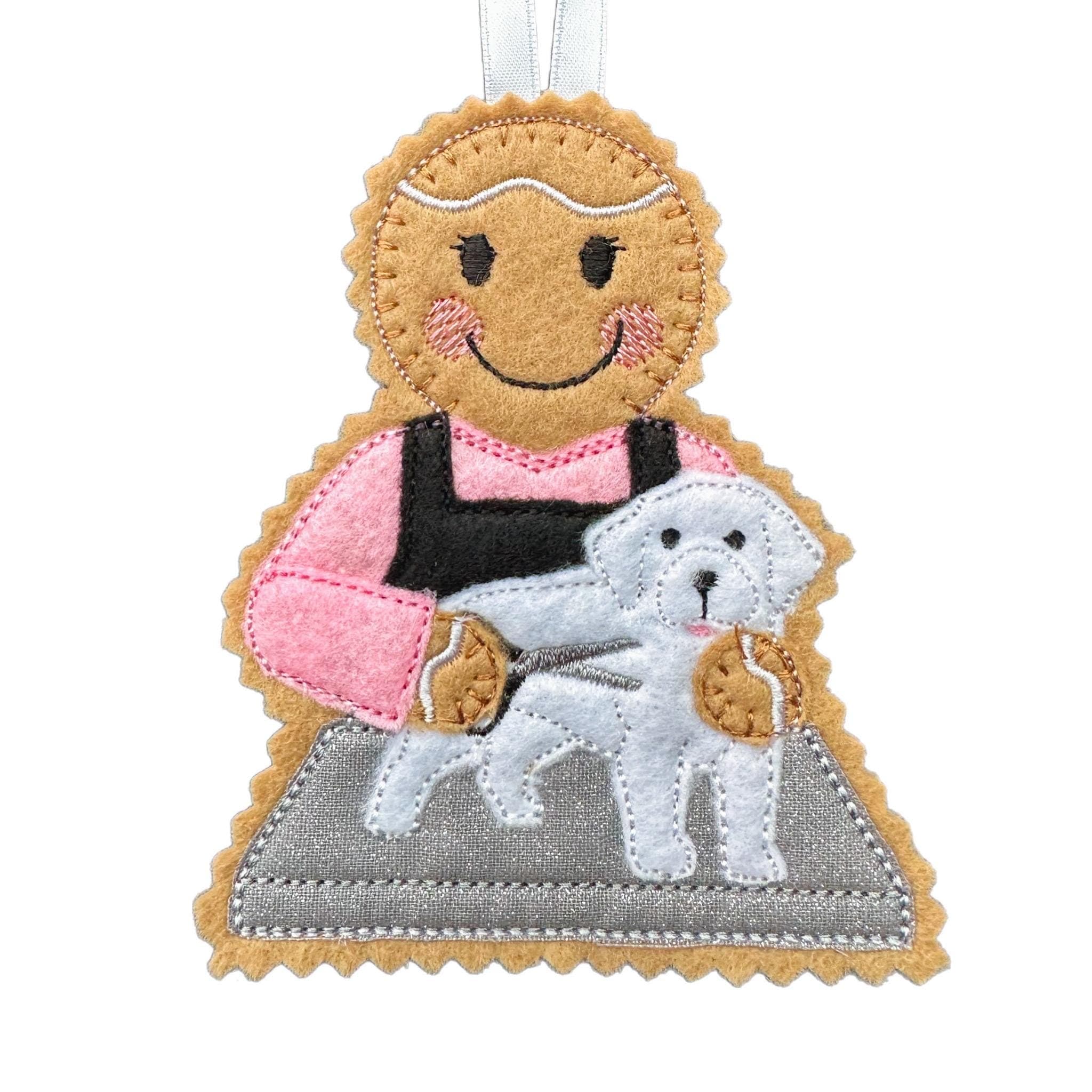 Dog Groomer Gingerbread Man Felt Decoration