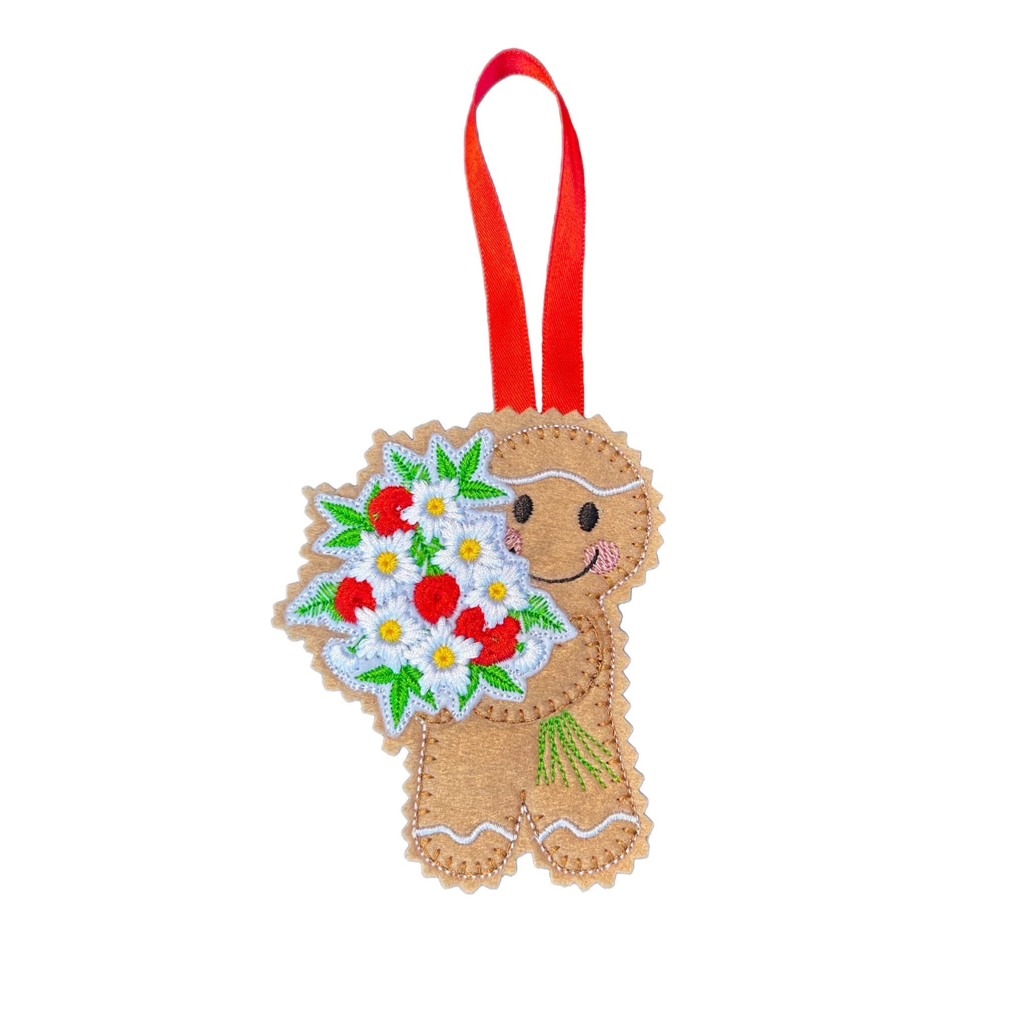Bouquet of flowers Gingerbread Man Felt Decoration