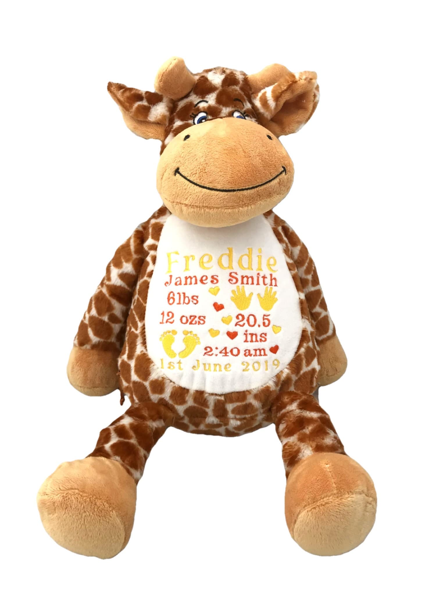 Giraffe Personalised Soft Toy,  Personalised Embroidered Teddy, Custom bear, girl / boy birthday gift.