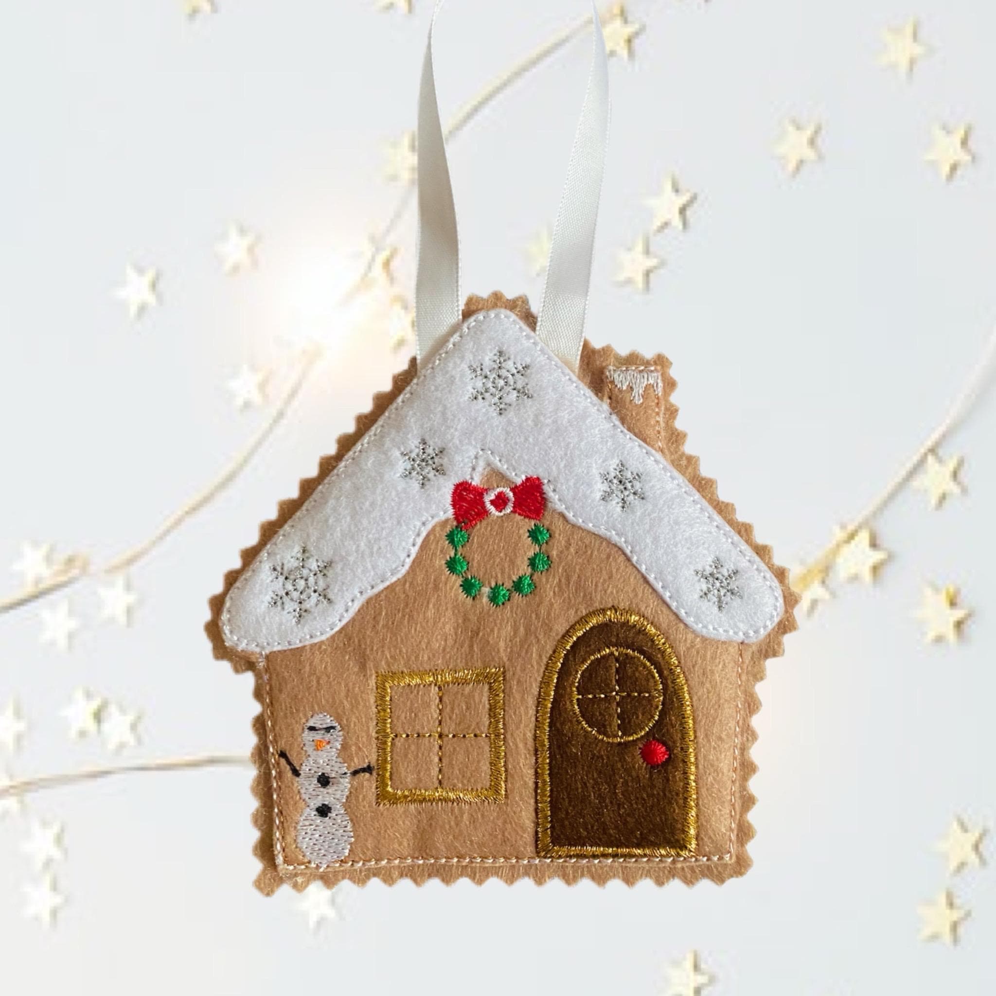 Gingerbread Felt Decoration- Christmas Gingerbread House - Snowman — image 2