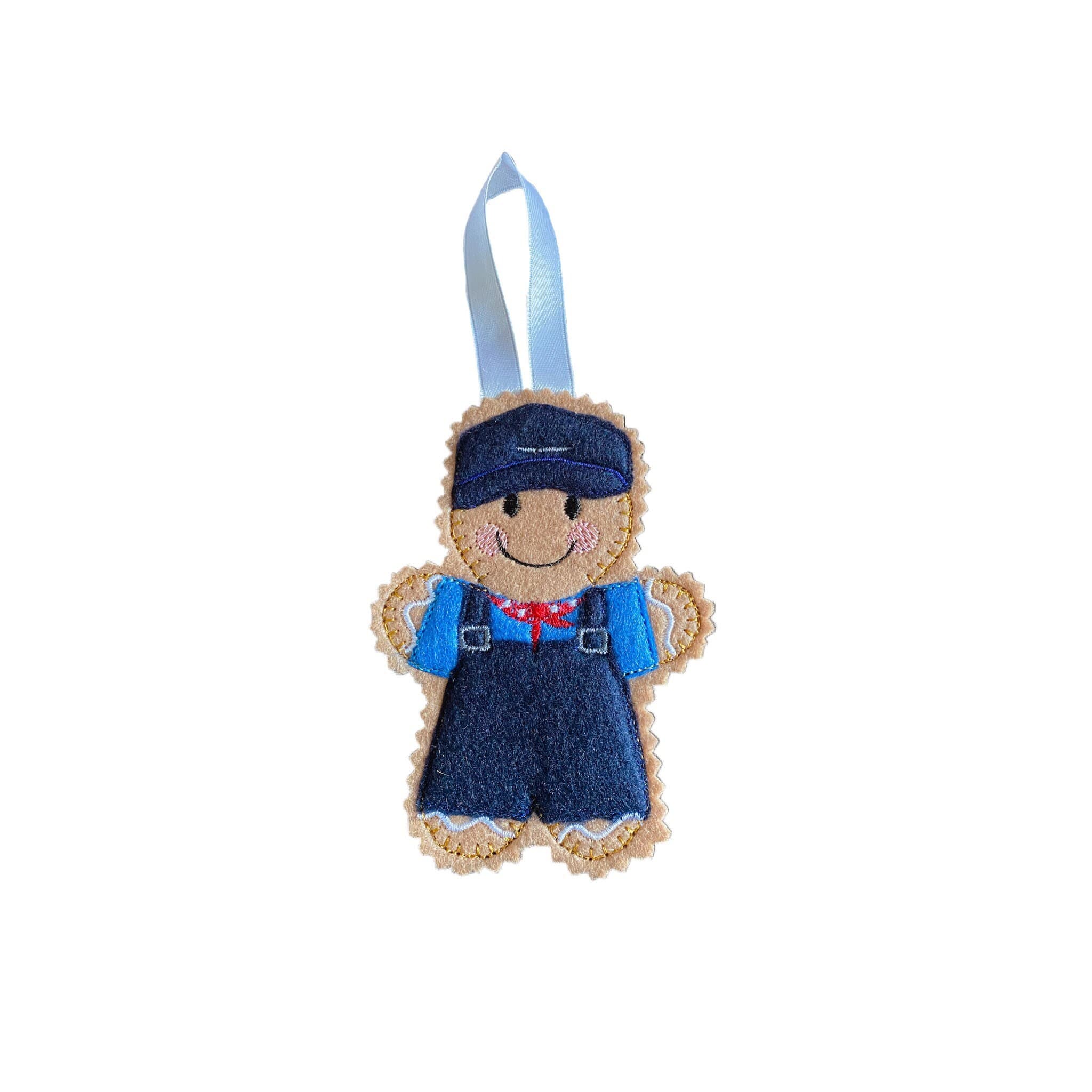 Steam Engine Driver / Train Driver Gingerbread Man Felt Decoration