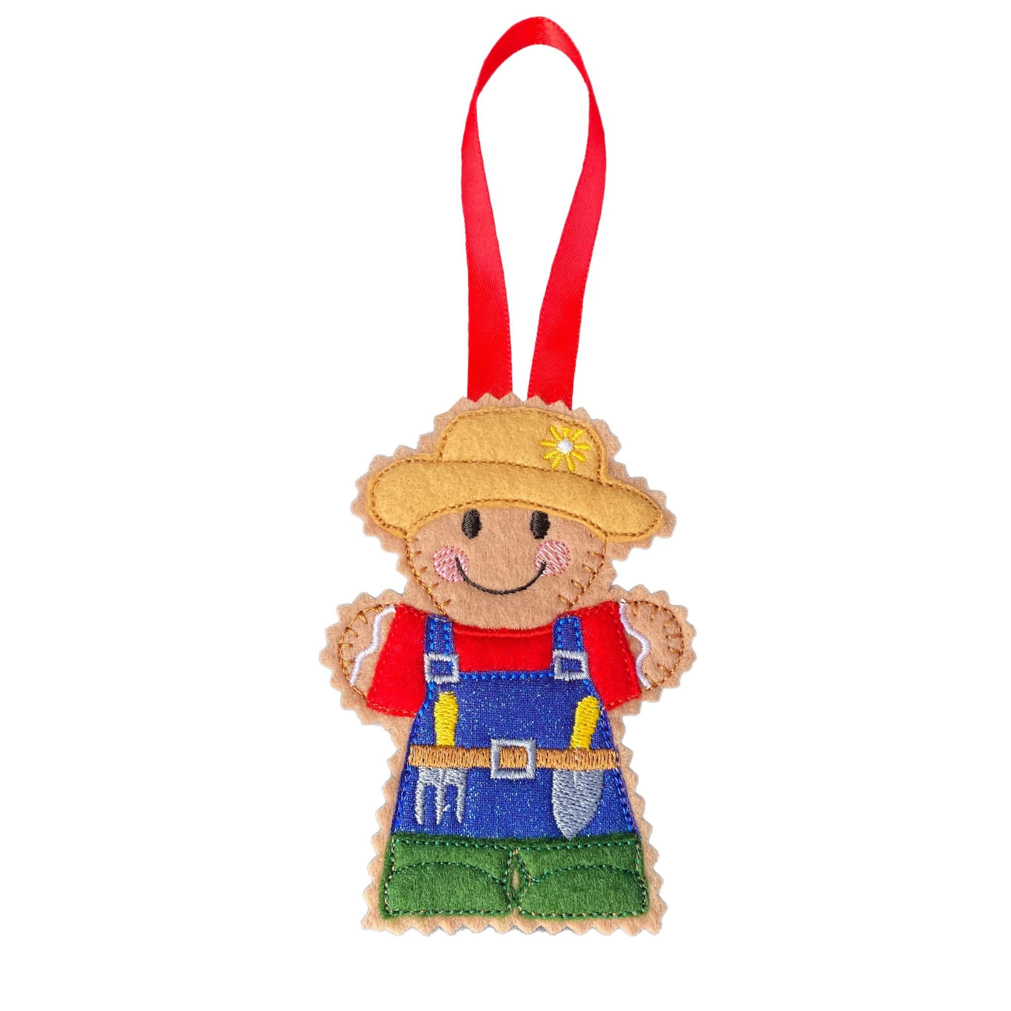 Gardener Gingerbread Man Felt Decoration