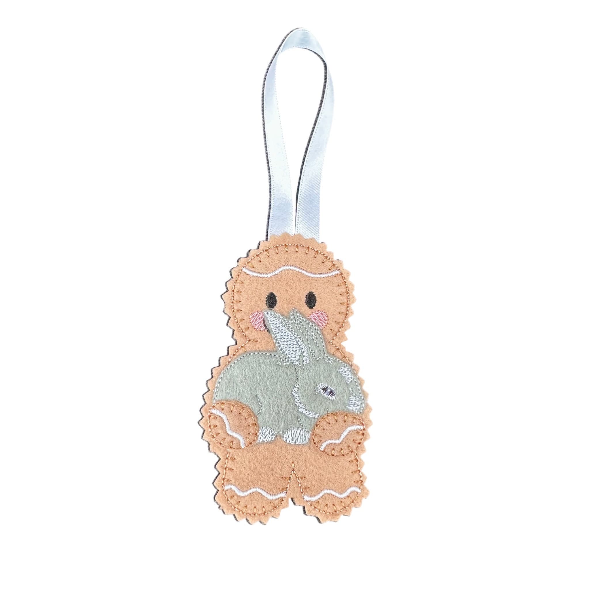 Pet Rabbit Gingerbread Man Felt Decoration