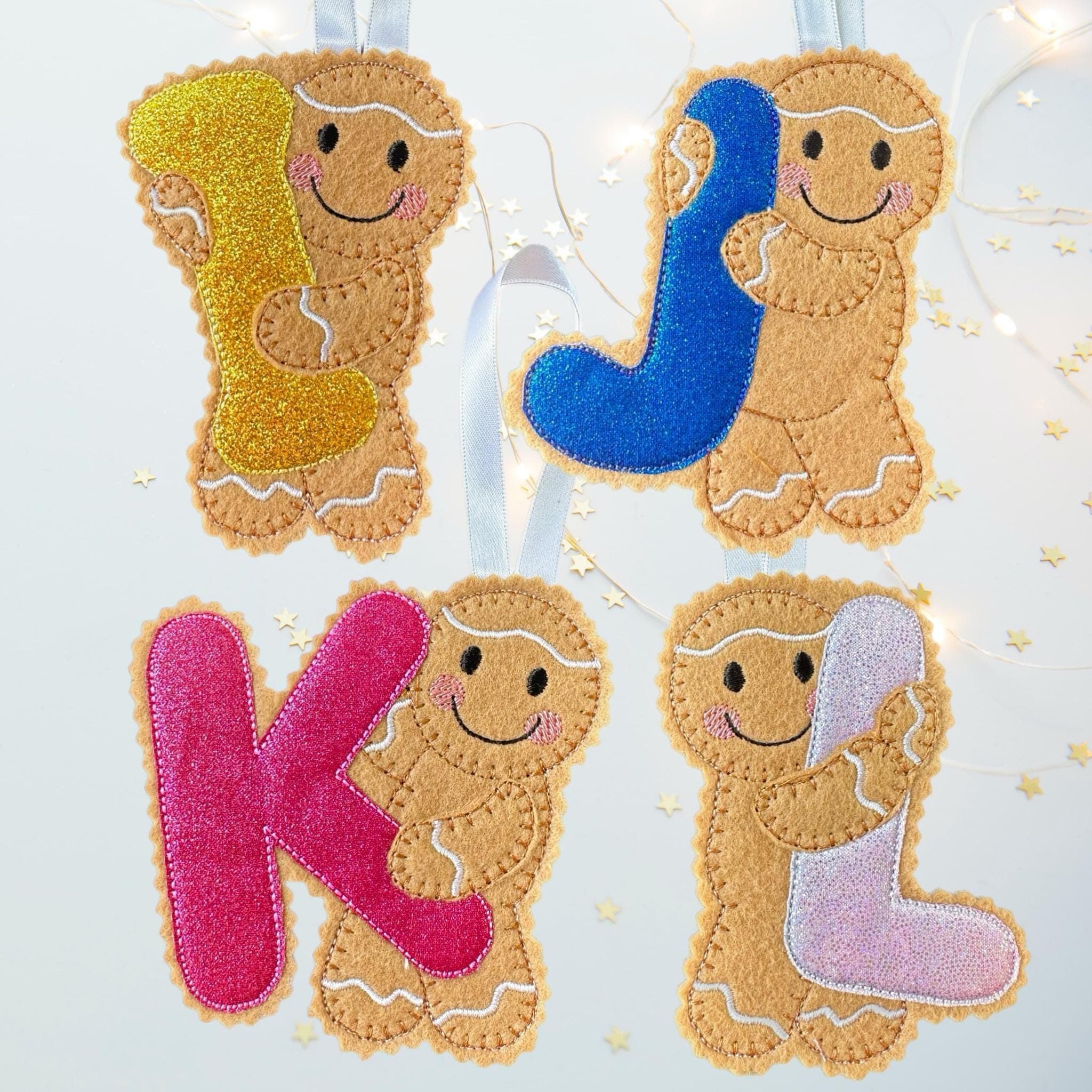 Initial Gingerbread Letter Decoration – Personalised Felt Ornament / Gift Tag — image 4