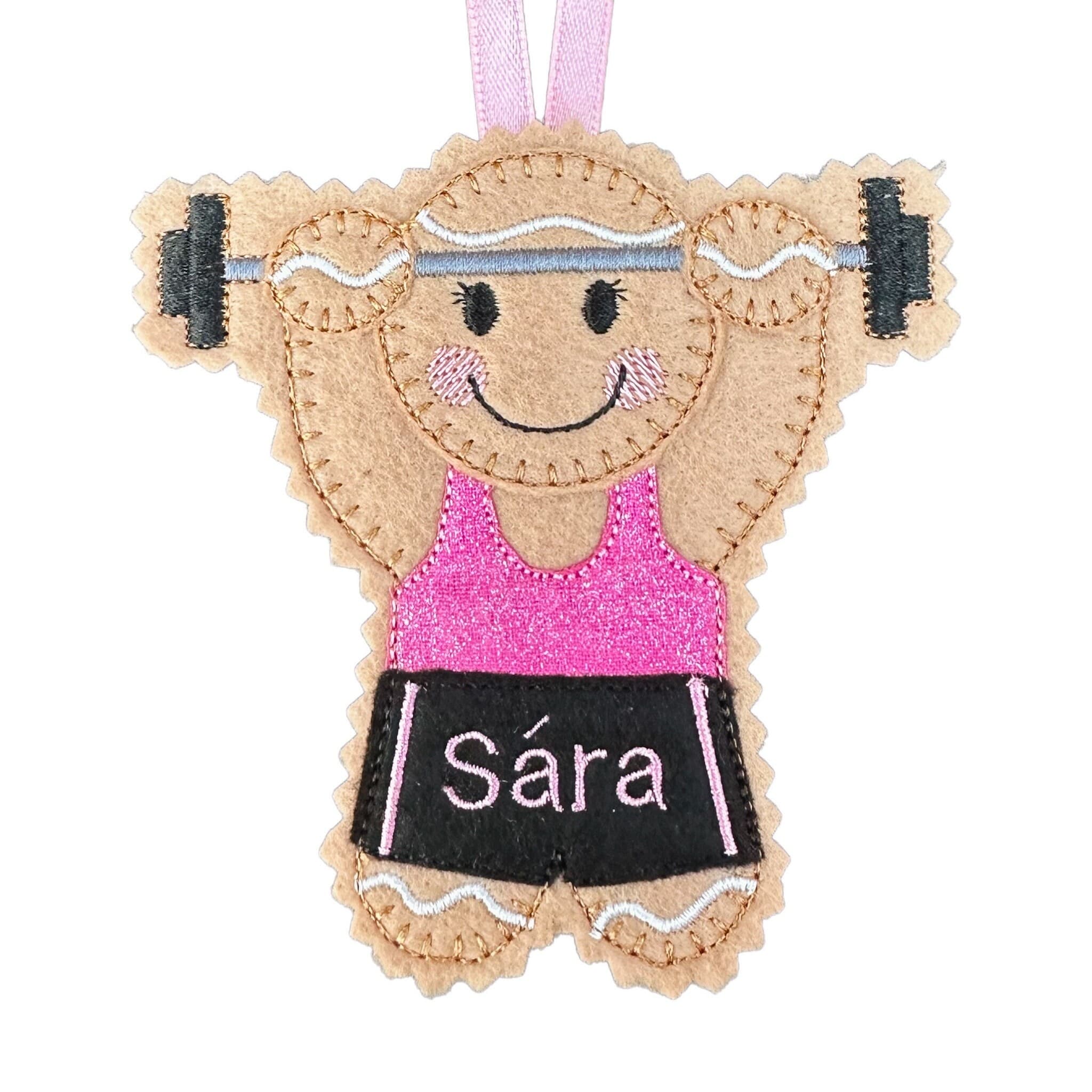 Weight Lifter / Gym Gingerbread Man Felt Decoration — image 4