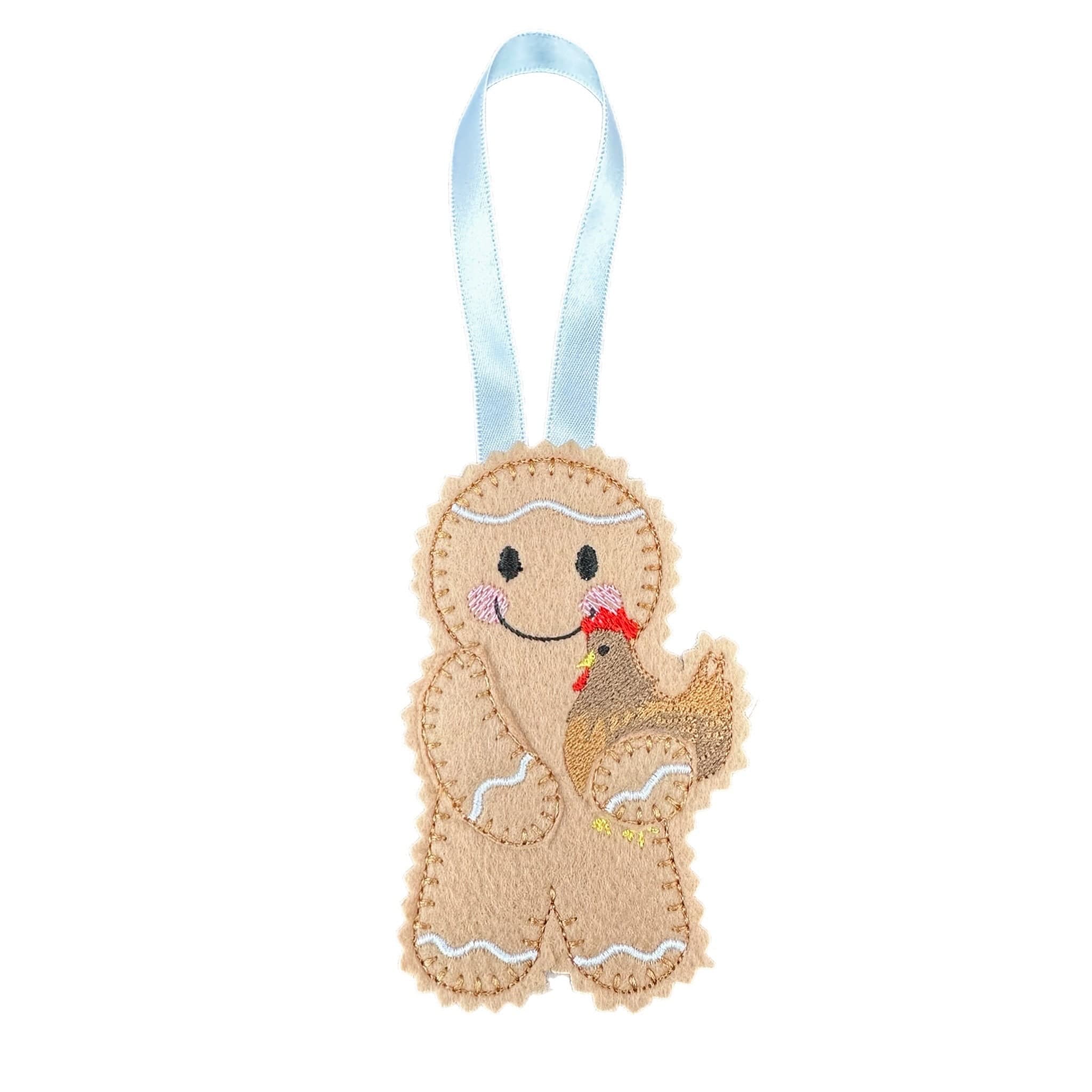 Pet Chicken Gingerbread Man Felt Decoration