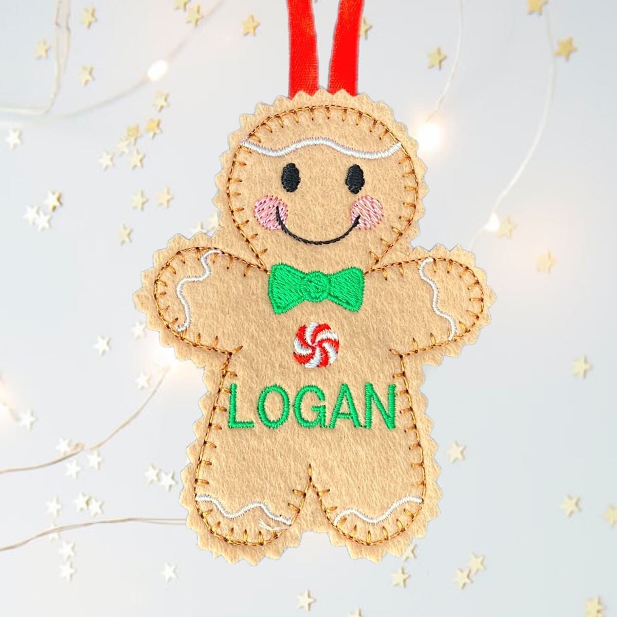 Christmas Personalised  Gingerbread Man Felt Decoration — image 5