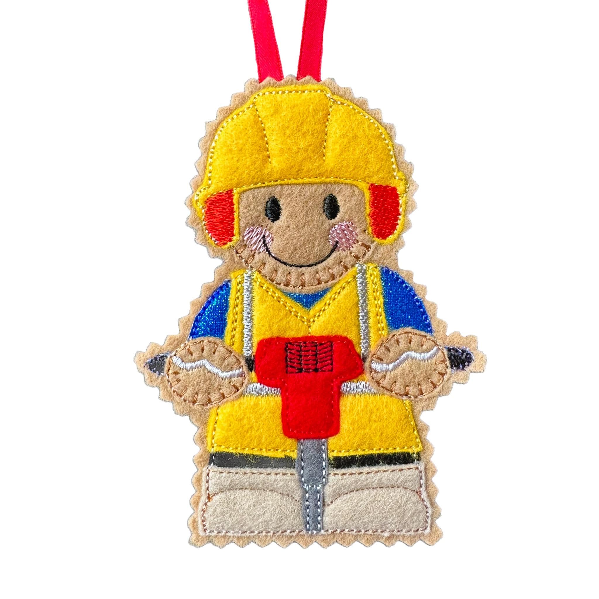 Builder with Jackhammer Gingerbread Felt Decoration — image 2