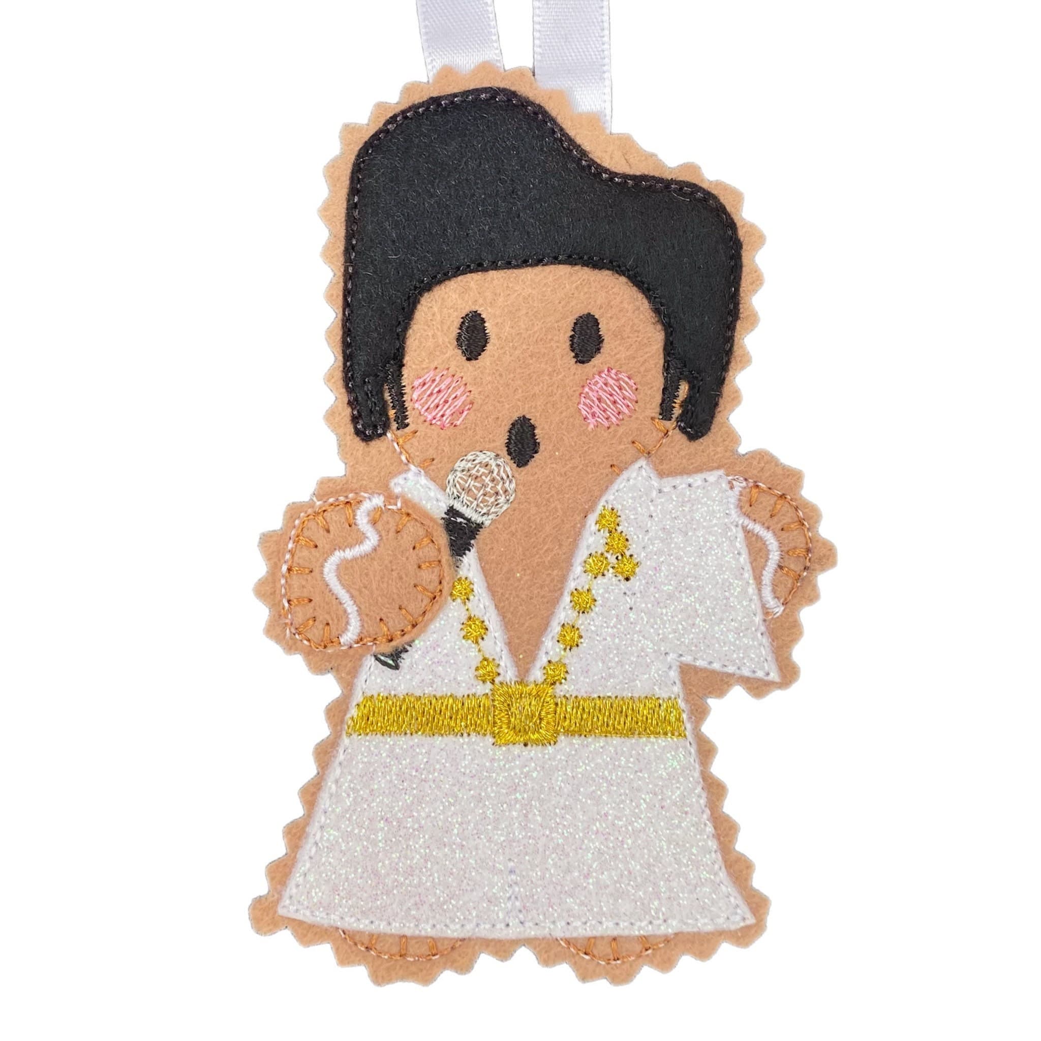 Elvis Rock Star Gingerbread Man Felt Decoration