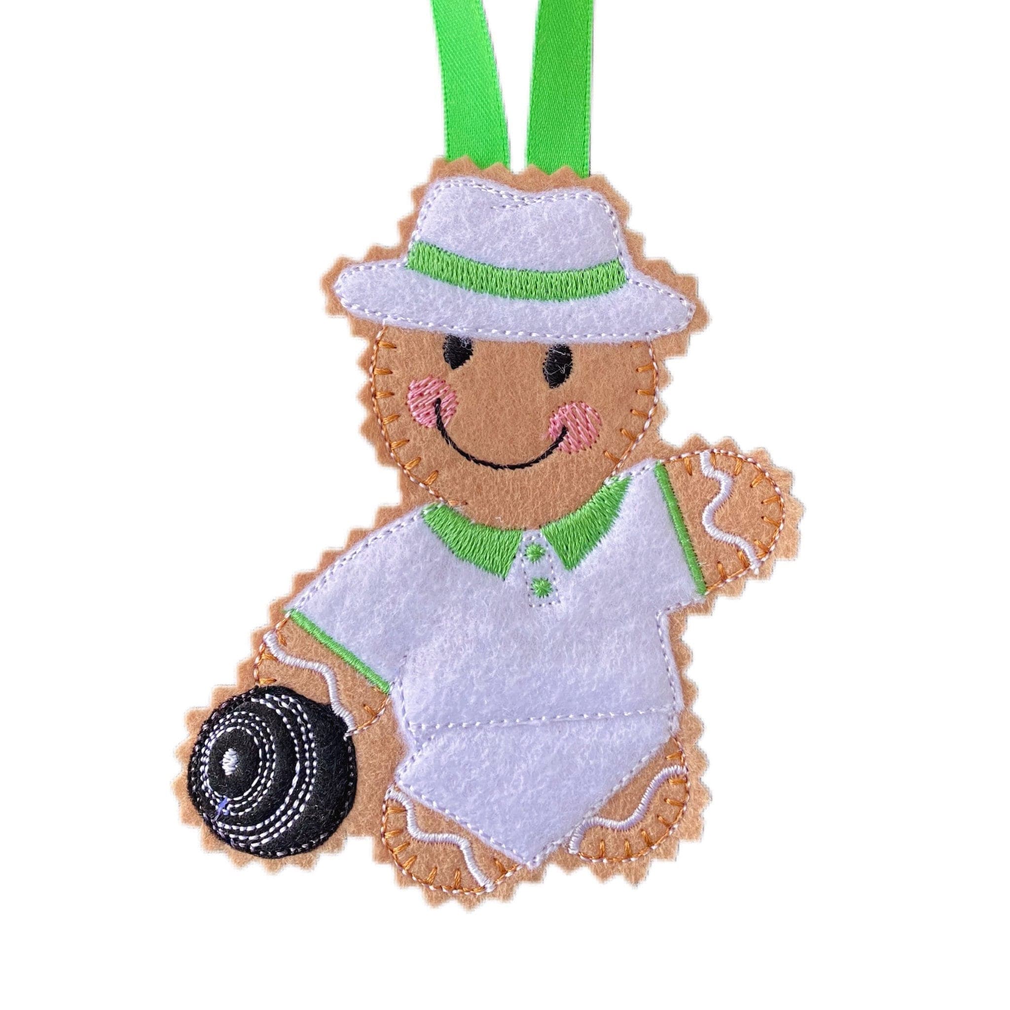 Lawn Bowls / Boules Gingerbread Man Felt Decoration — image 2