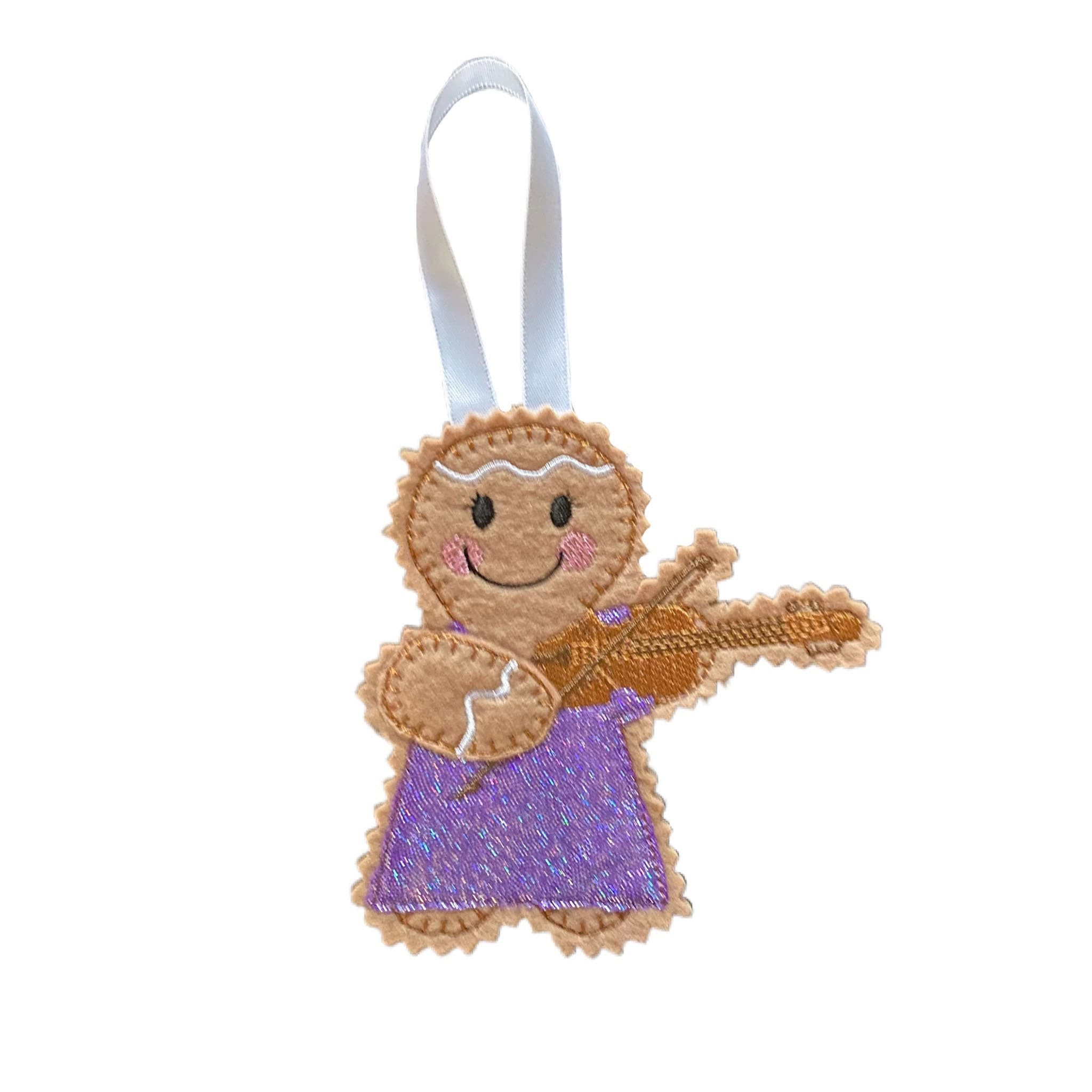 Violinist / Musician Gingerbread Man Felt Decoration