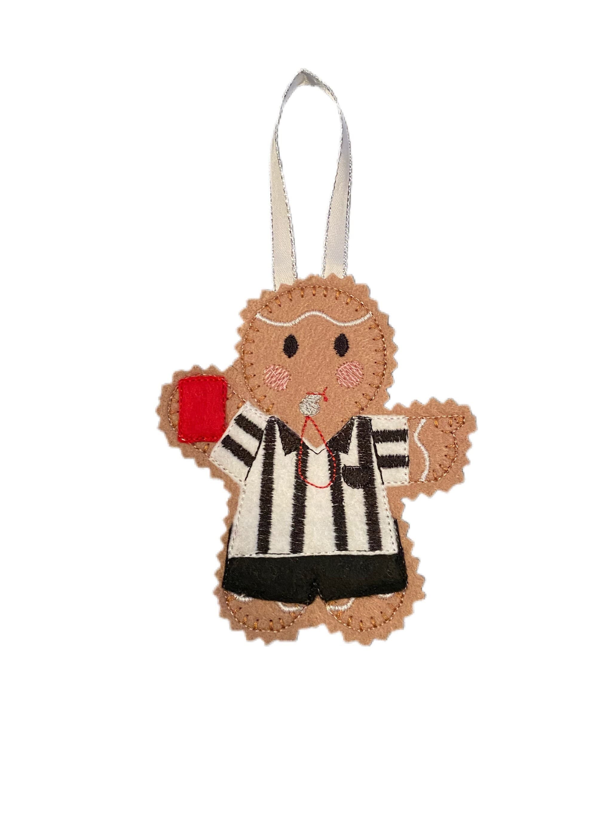 Football Referee Gingerbread Man Felt Decoration