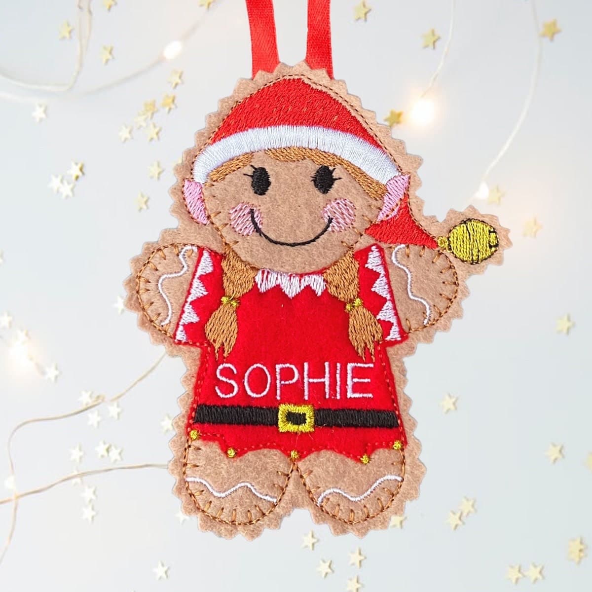 Christmas Girl Elf Gingerbread Man Felt Decoration — image 4