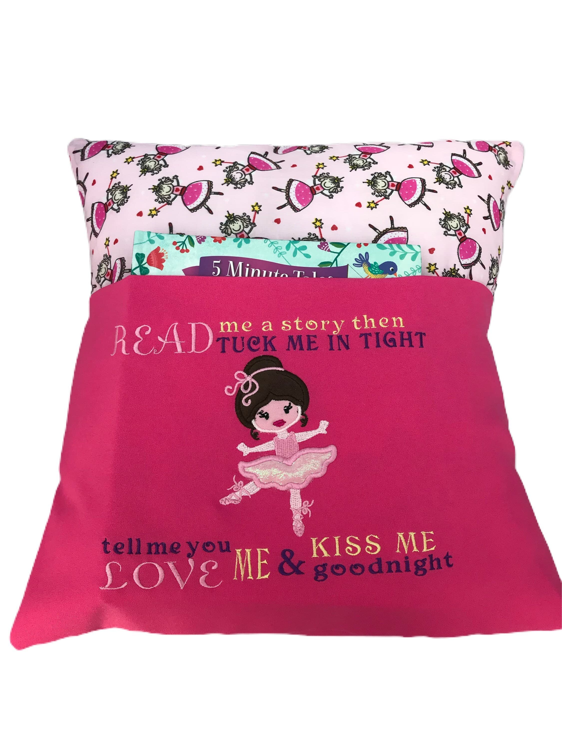 Ballerina Book Cushion: Embroidered Reading Pillow, Kids Story Pocket — image 3