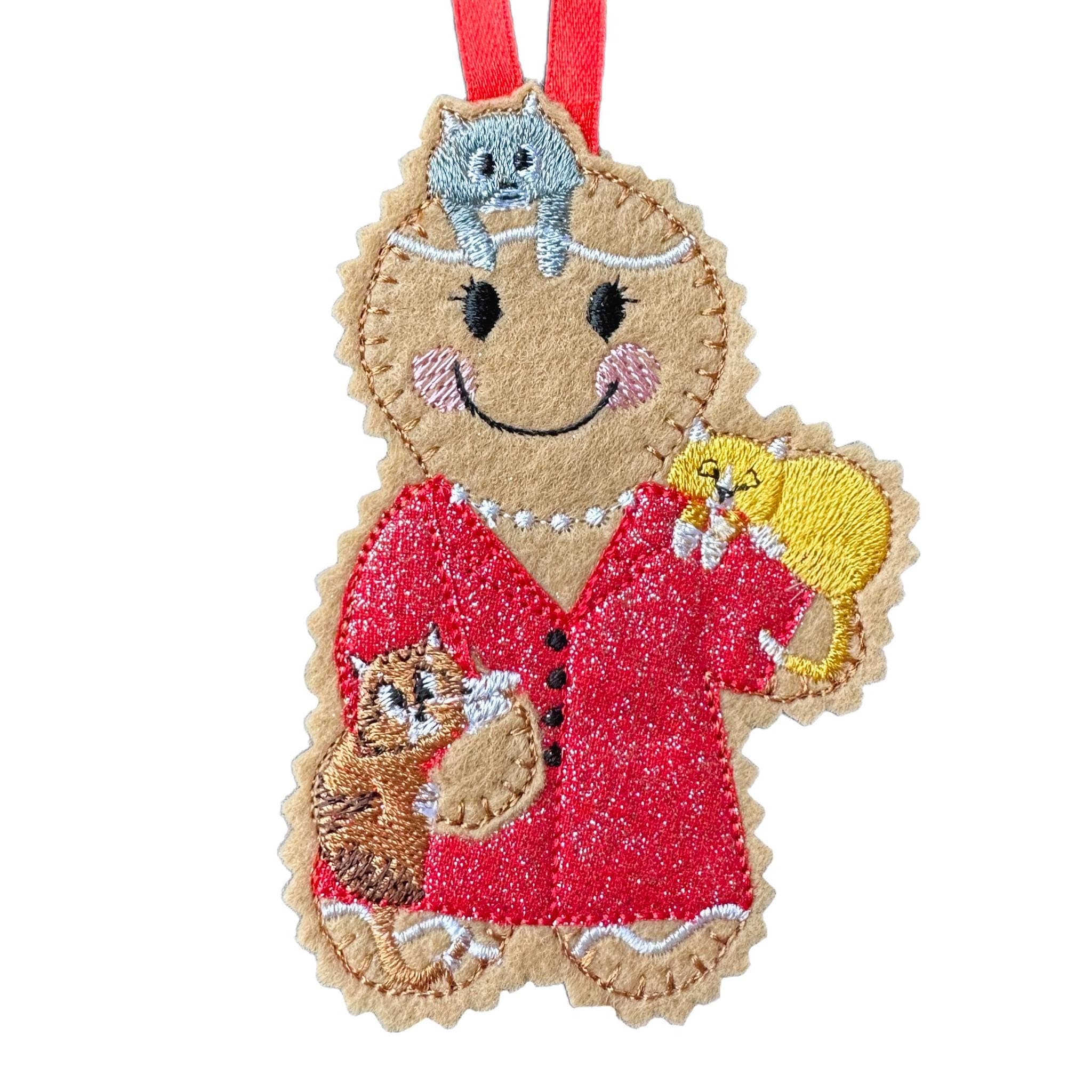 Cat Lady Gingerbread Felt Decoration — image 3