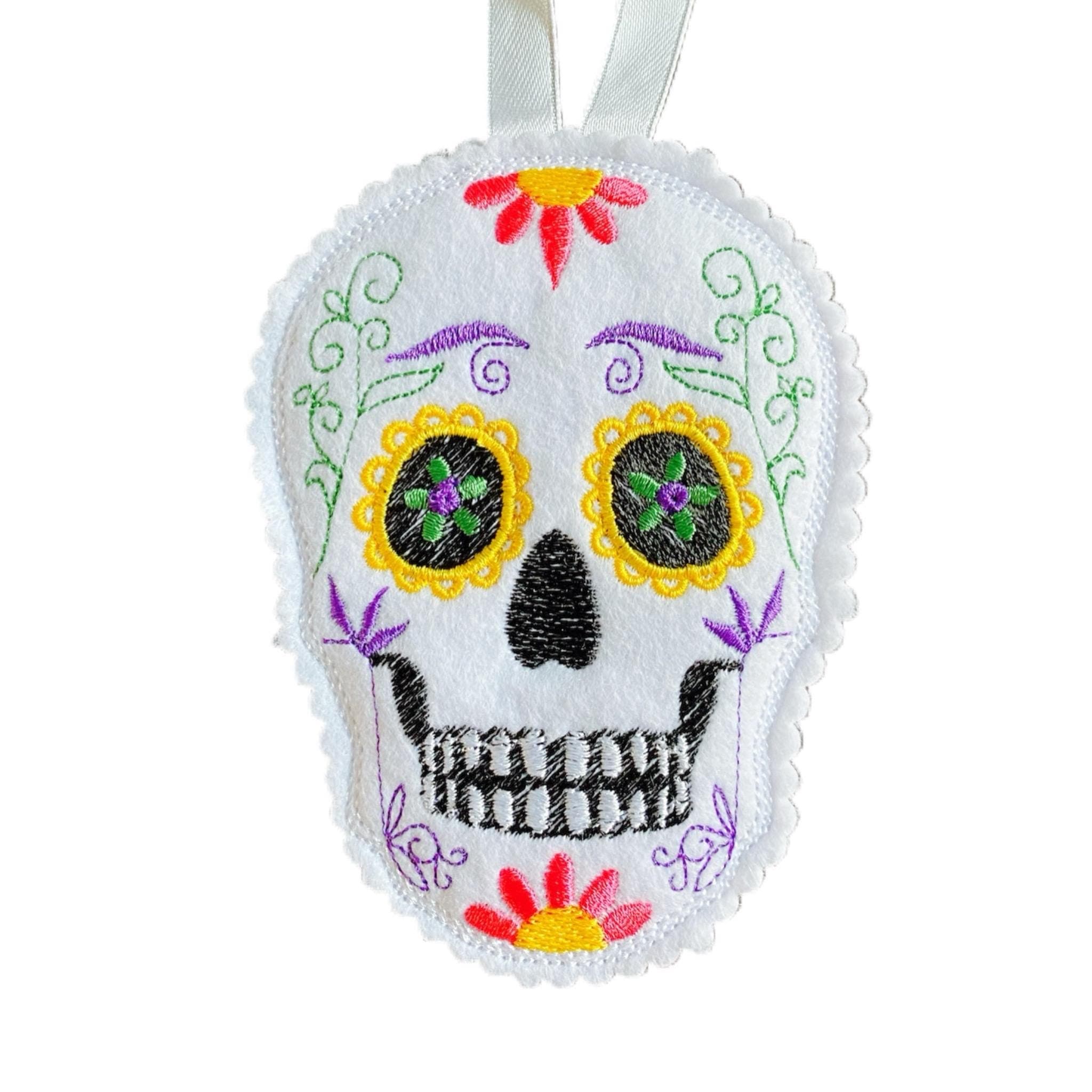 Sugar Skull Purple & Yellow Felt Decoration. — image 2